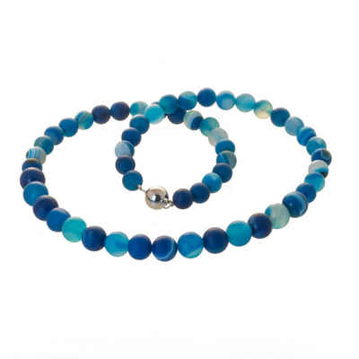 Bella Carina Perlenkette »Kette mit Achat Perlen blau marmoriert«, Achat blau