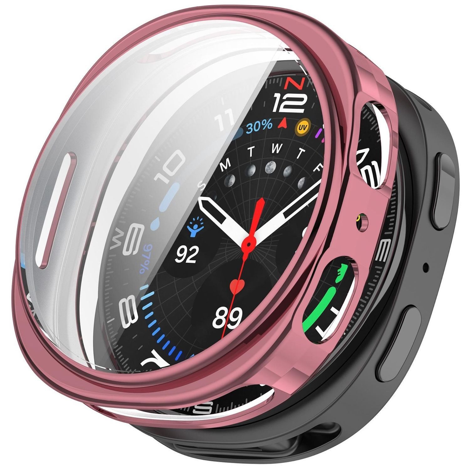 Wigento Smartwatch-Hülle TPU für Samsung Galaxy Watch 9 8 44mm Electroplated Full Cover Pink, Full TPU Schutzhülle, nahtlose Passform