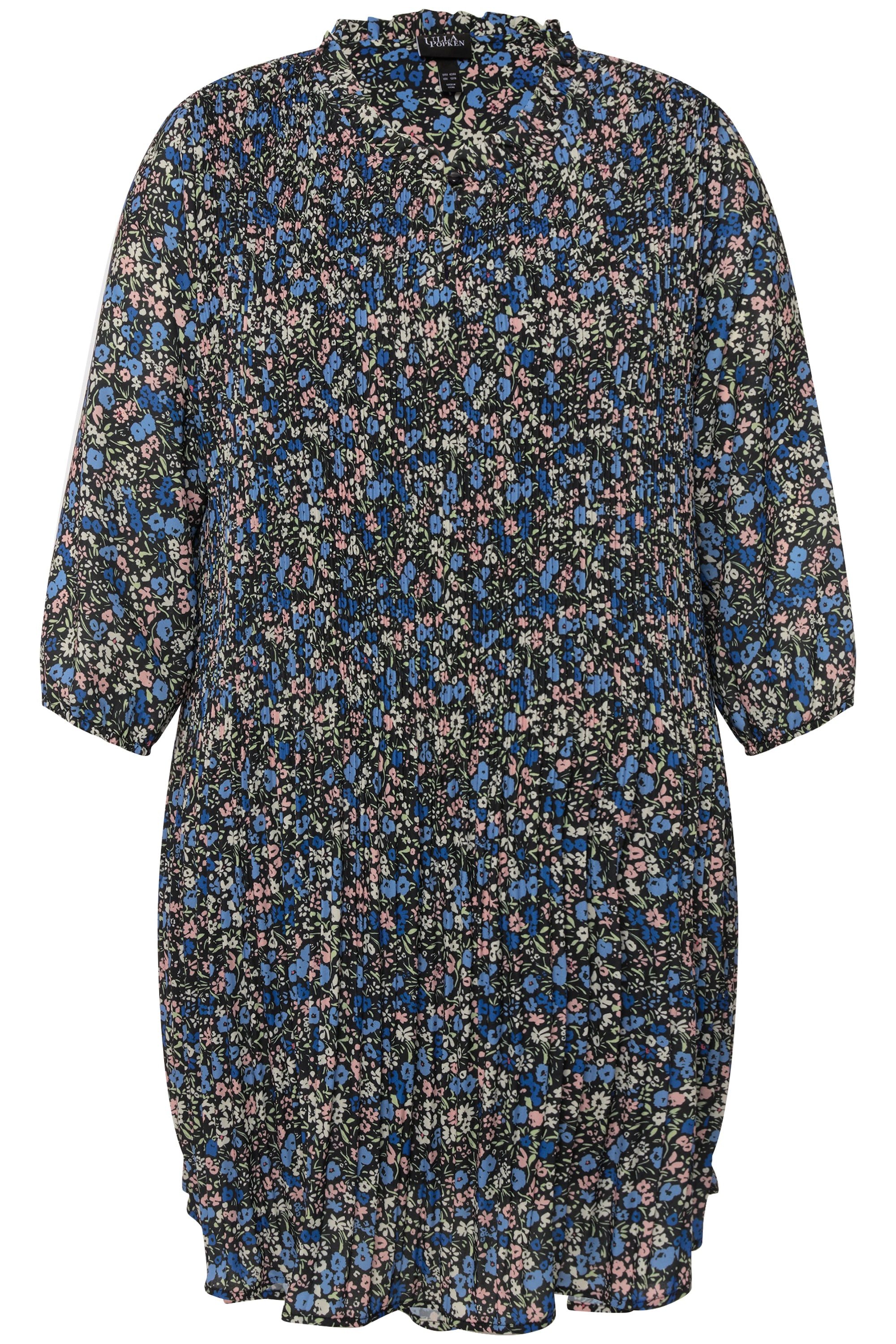 Ulla Popken Minikleid Plissee-Minikleid Blüten Rüschen günstig online kaufen
