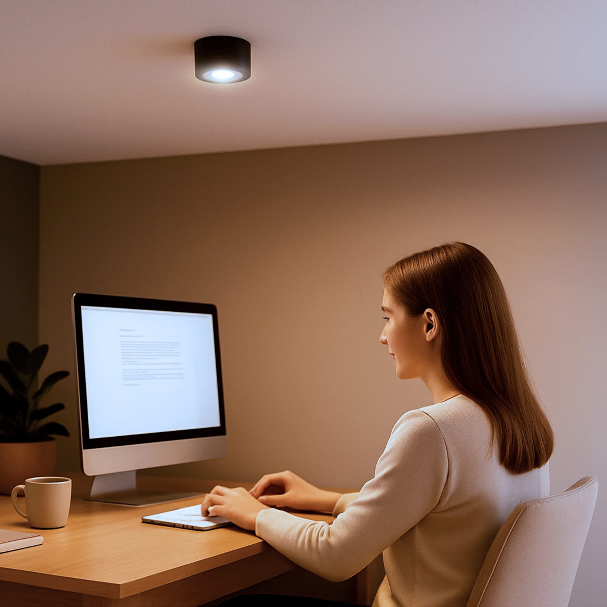 SSC-LUXon LED Aufbaustrahler LANTI Deckenspot rund schwarz schwenkbar mit LED Lampe 4W neutralweiß, Neutralweiß – Bild 4 von 5