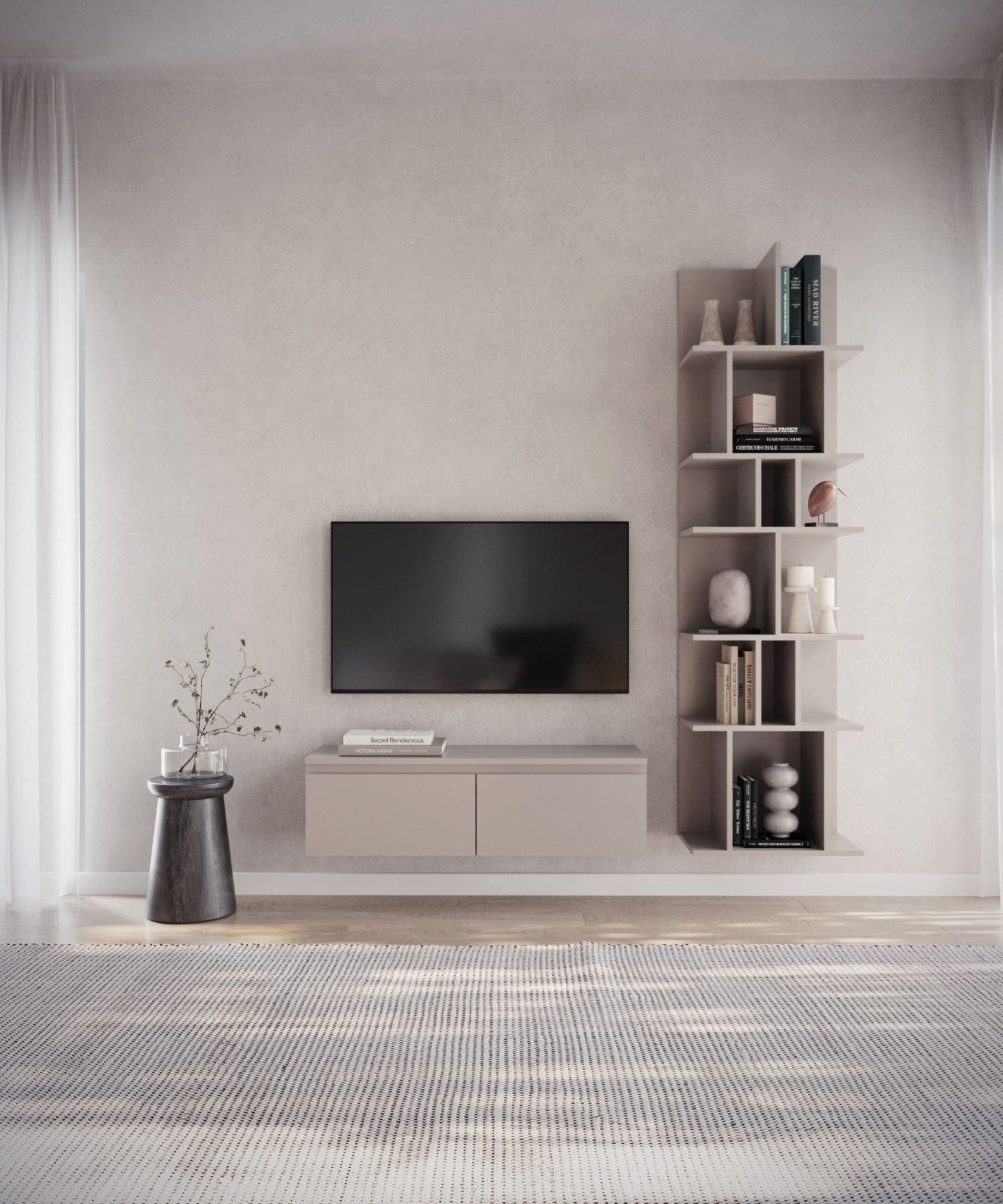 Selsey TV-Schrank BEMMI Hängendes TV-Möbel mit Klappenfächern, 4 Breiten, matt, minimalistisch