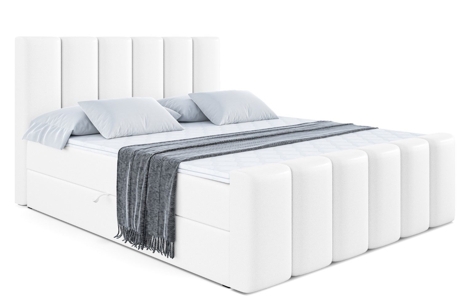 ALTDECOR Boxbett BOXI1-Z (Multipocket-Matratze H4, H3 Matratze Bonellfederung, Topper, Kopfteil), Doppelbett mit Fußteil