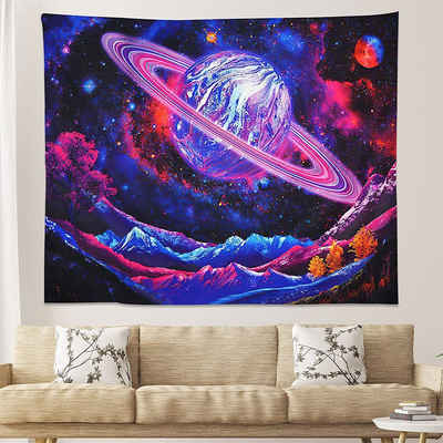Wandteppich Planet Wandteppich Hippie-Tapisserie, Wandbehang für Zimmer,130x150 cm, Vaxiuja
