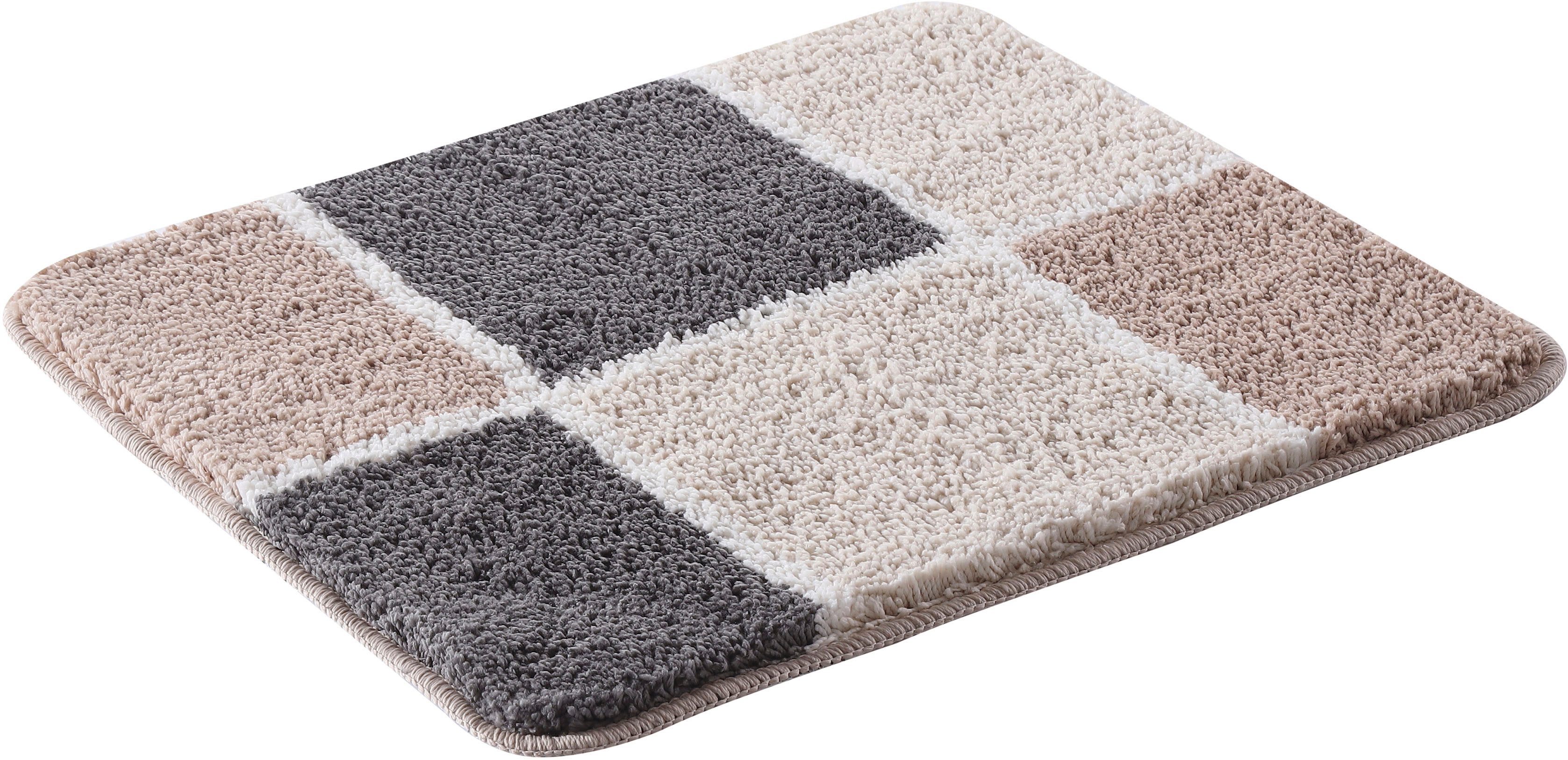 OTTO home Badematte Anna mit Kachelmuster, Badvorleger, Badezimmer Teppich, Duschvorleger, Höhe 20 mm, rutschhemmend beschichtet, strapazierfähig, Polyester, re – Bild 3 von 5