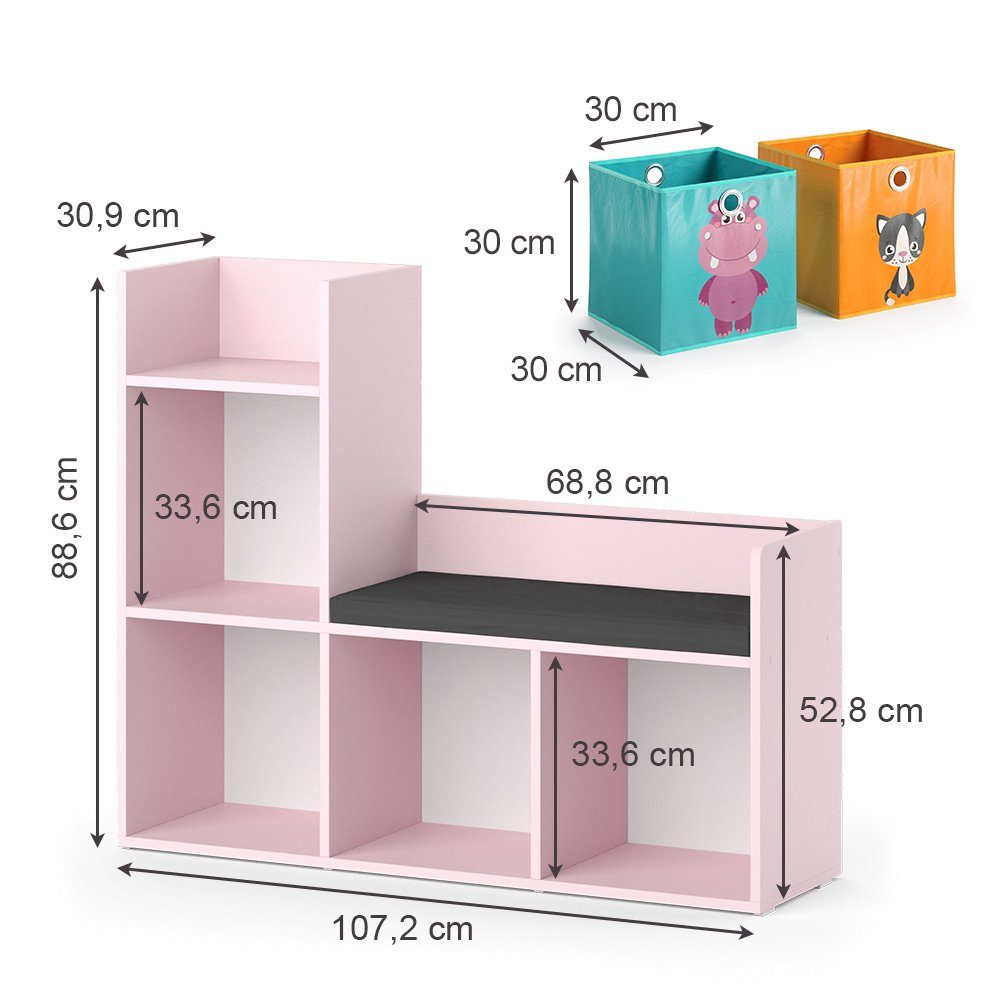 Vicco Sitzbank Luigi, Rosa, 107.2 x 88.6 cm mit 2 Faltboxen (bunt) (1-St)
