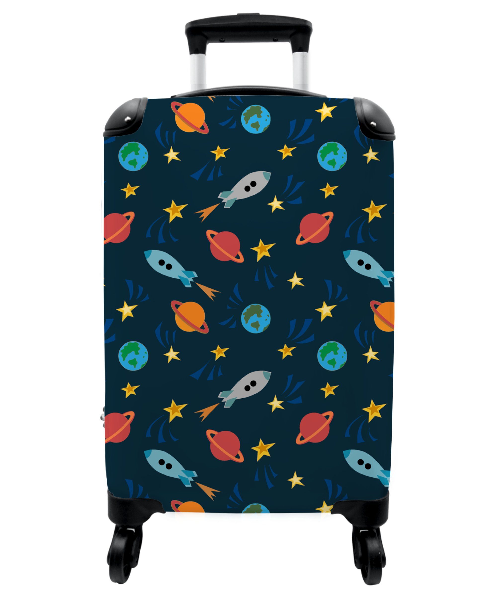 Ferien, Jungen rollen, 55x35x20cm mit NoBoringSuitcases.com© Rakete Kinderkoffer 4 Planeten Kindertrolley, - Rollen, - Weltraum Handgepäck für - Sterne, - Koffer Reisetasche