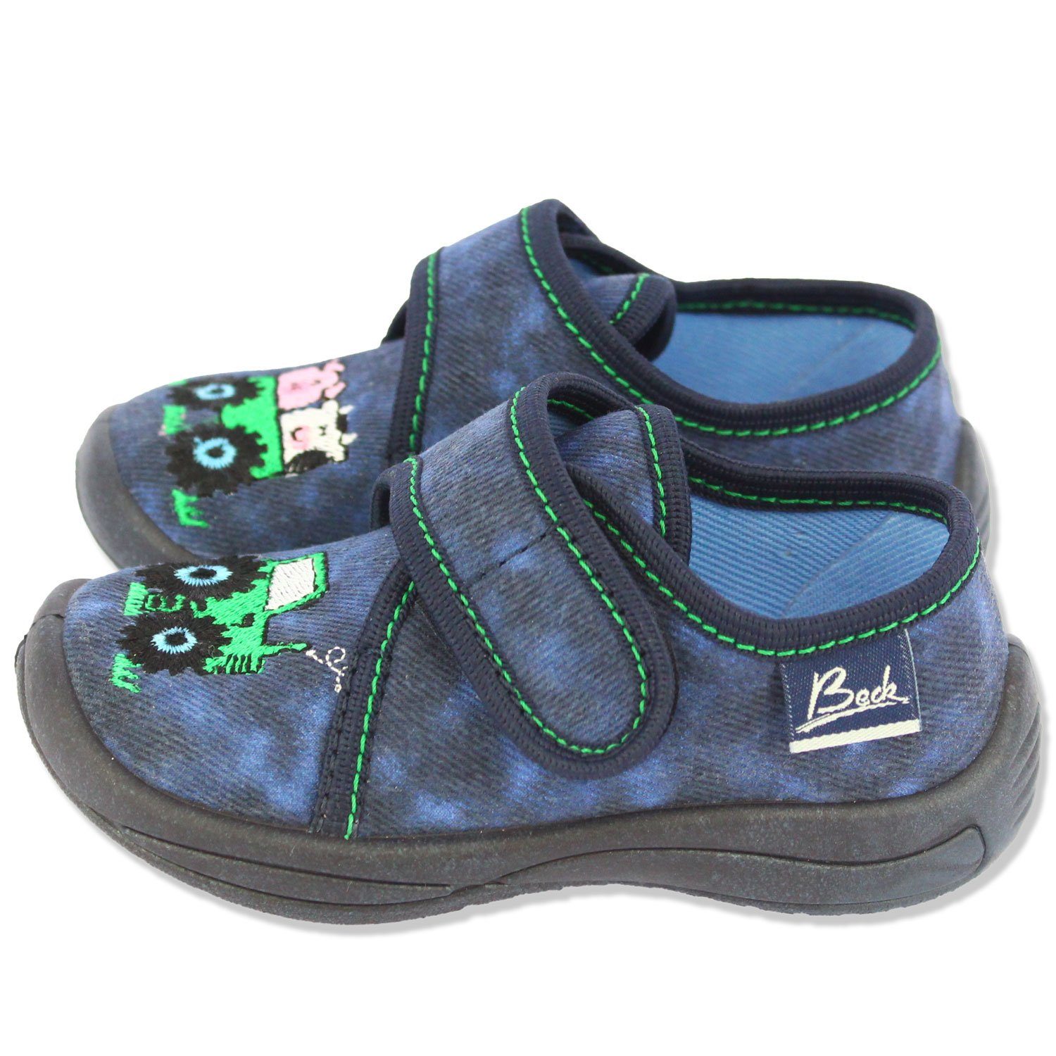 Beck Kleinkind Hausschuh Little Farm Hausschuh (atmungsaktive, leichte, flexible Schuhe, für Kita, Kindergarten, Zuhause) leichte flexible Laufsohle, Obermaterial + Futter Baumwolle