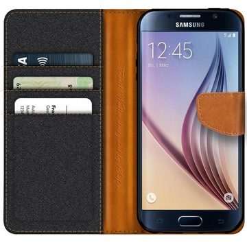 CoolGadget Handyhülle Denim Schutzhülle Flip Case für Samsung Galaxy S6 Edge 5,1 Zoll, Book Cover Handy Tasche Hülle für Samsung S6 Edge Klapphülle