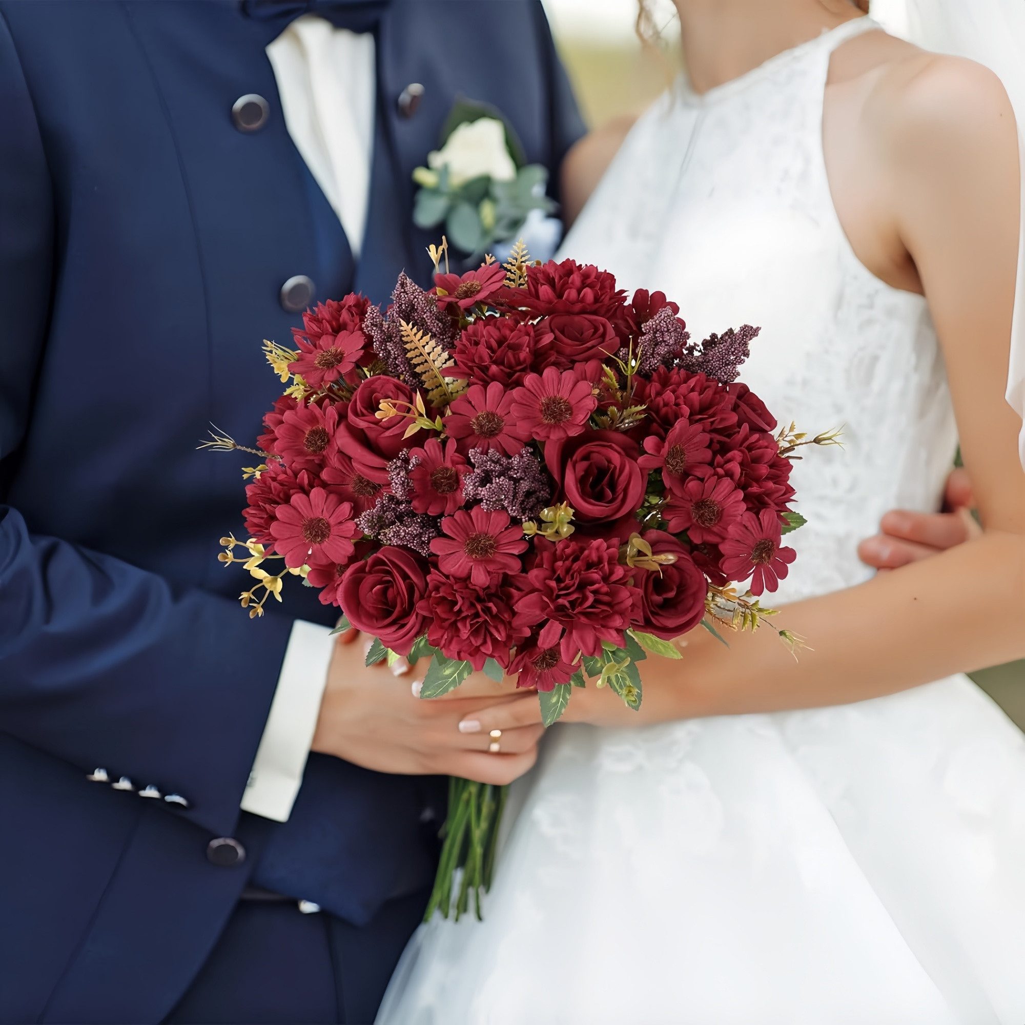 Kunstblumenstrauß Künstliche Rosenblumen 2er-Set – Seidenblumenstrauß für Dekoration, FOUORTUNATE-BEE, Perfekt für Hochzeit, Party oder Heimdekoration in Rosa – Bild 5 von 5