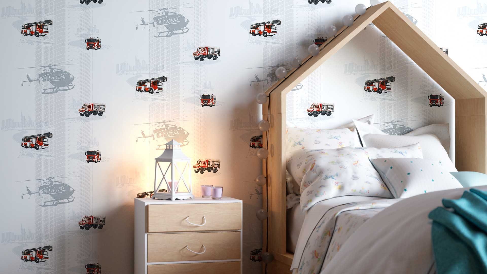 Newroom Vliestapete, Grau Kindertapete Kinder Helikopter günstig online kaufen