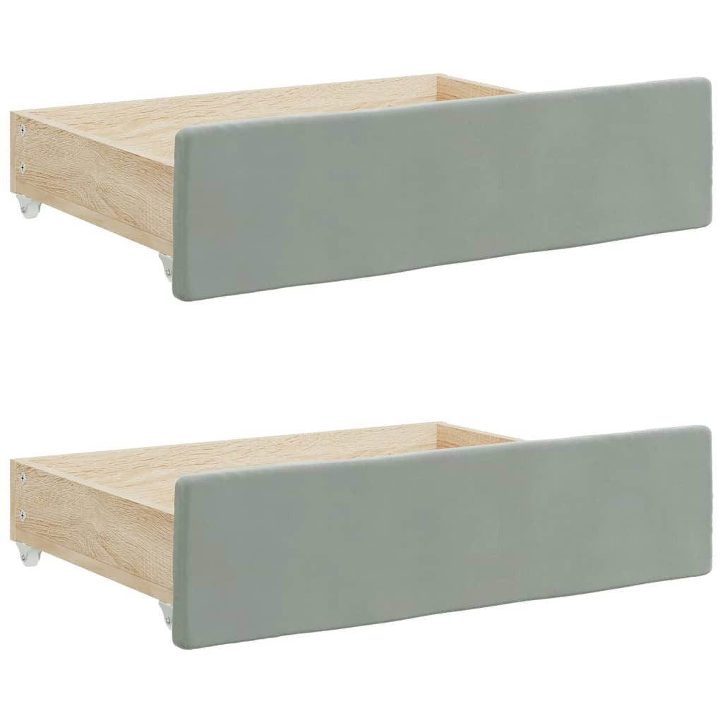 furnicato Bettschubkasten Bettschubladen Hellgrau 67 x 50 x 16 cm - Zusätzlicher Stauraum (1 St), Samtbezogene Unterbettkommode mit Rollen für das Schlafzimmer