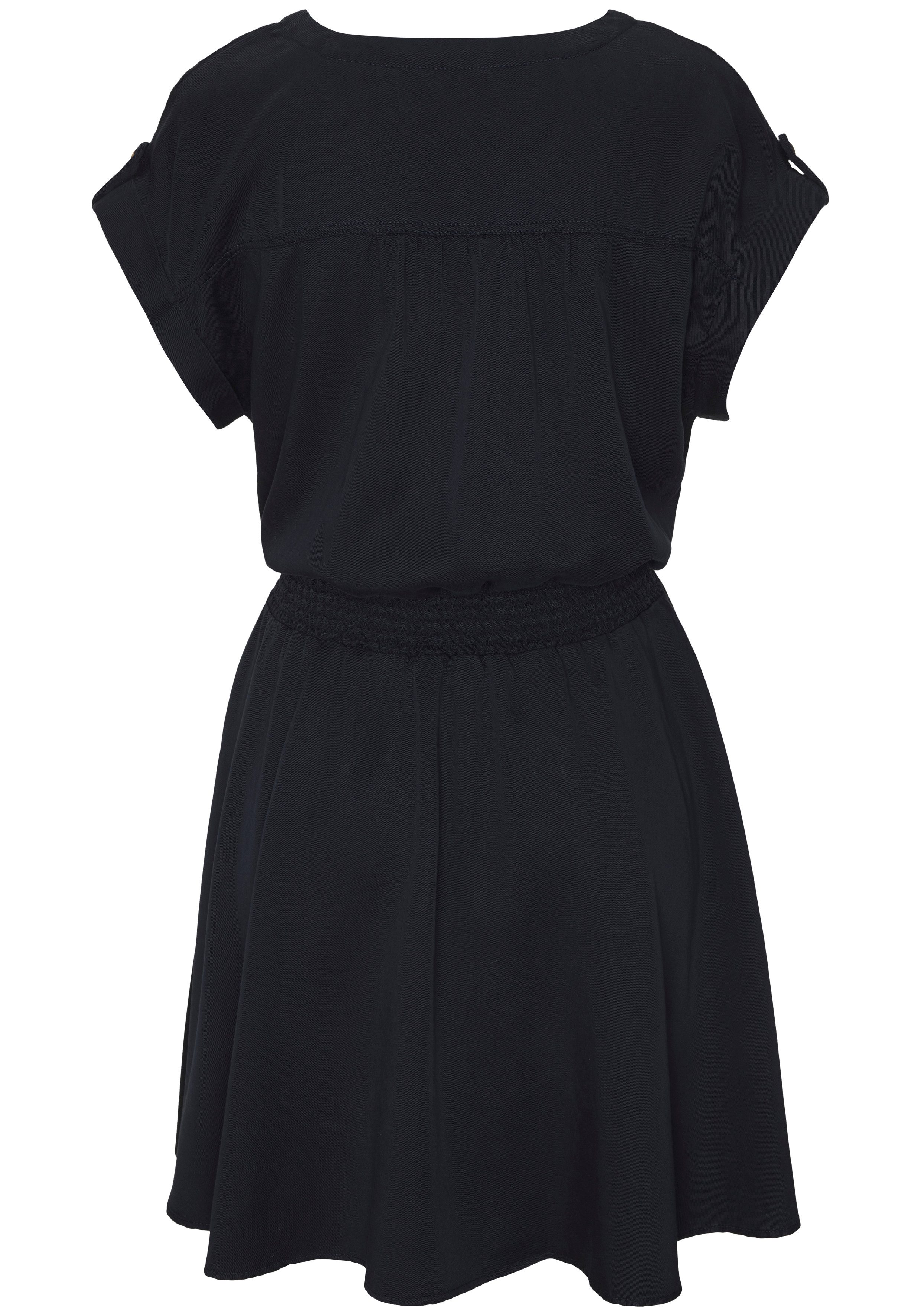 Buffalo Sommerkleid mit V-Ausschnitt aus weicher Lyocellware kurzes Kleid, figurumspielendes Sommerkleid, Strandkleid, Tunikakleid – Bild 4 von 5