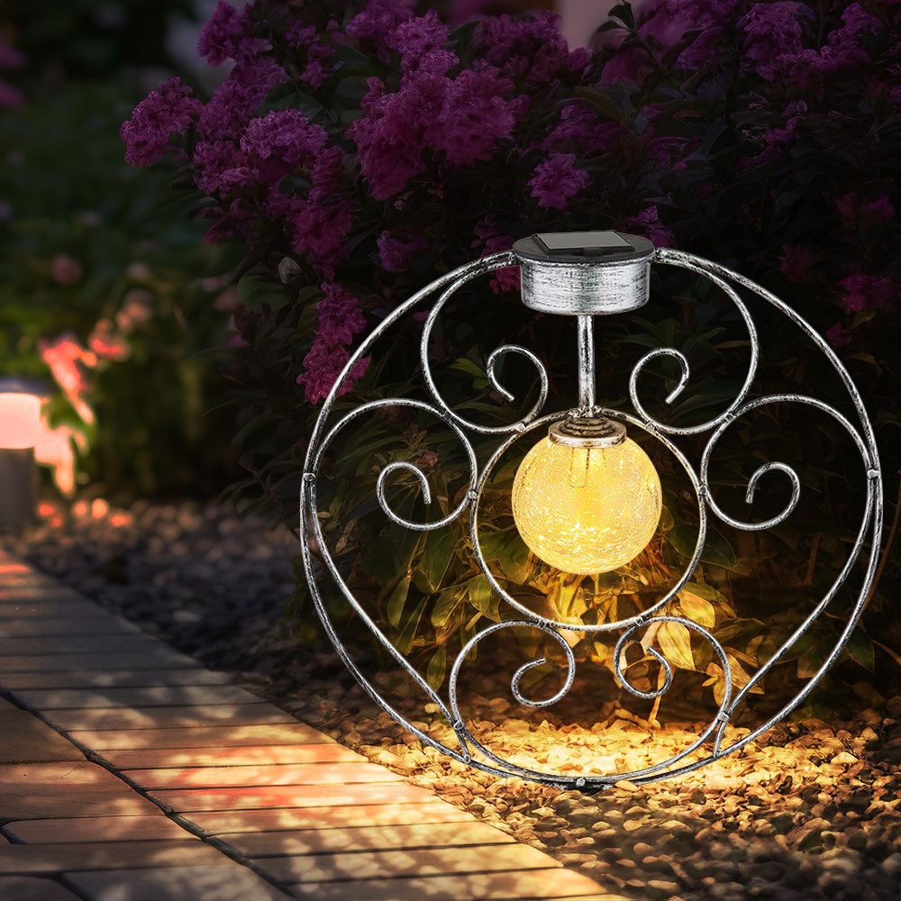 GLOBO LIGHTING LED Solarleuchte, LED-Leuchtmittel fest verbaut, Warmweiß, Solarlampe orientalische Glaskugel Dekoleuchte Gartenlampe