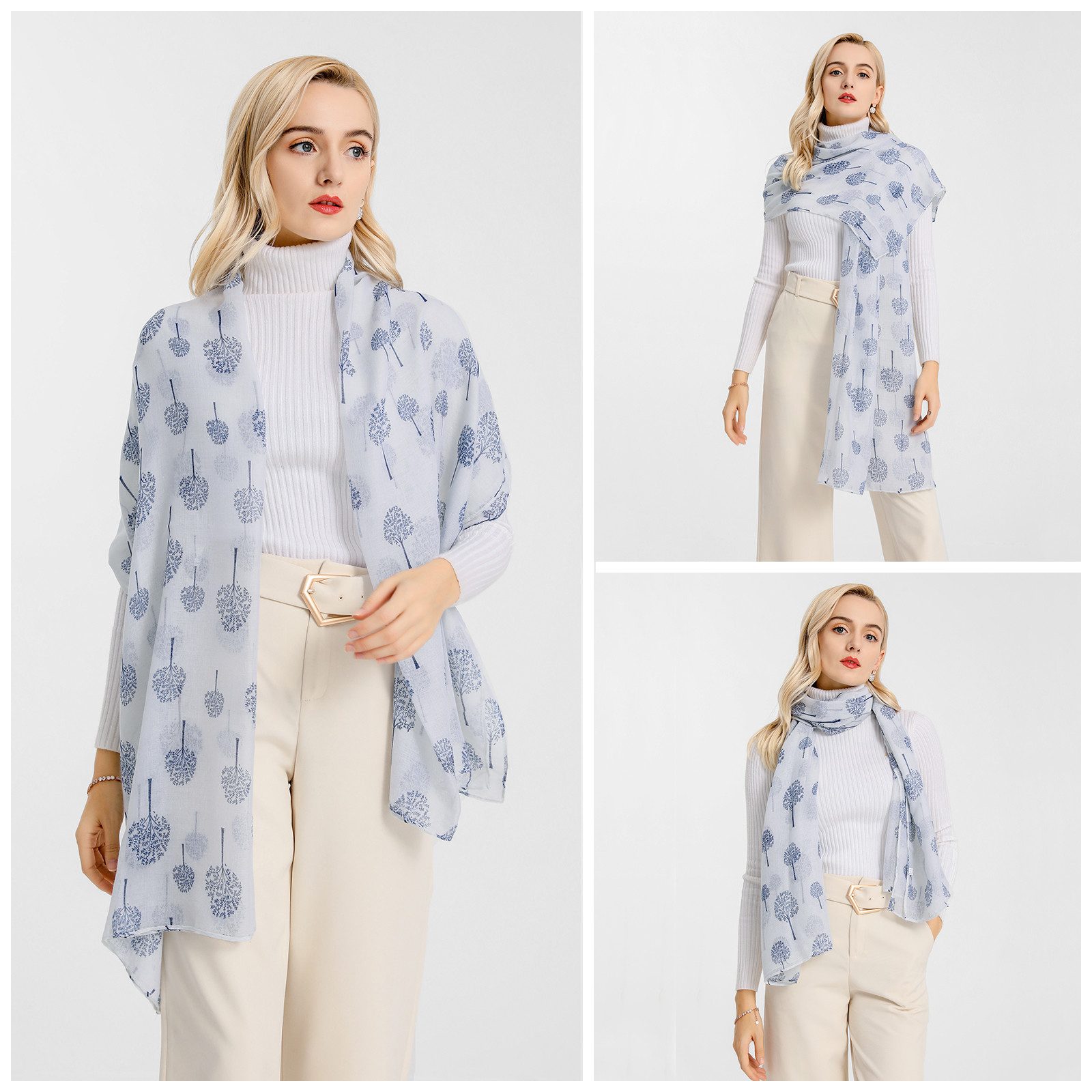 Miss Lulu Modeschal Weicher Viskose-Schal mit Vogel-Blumen-Schmetterling-Ba günstig online kaufen