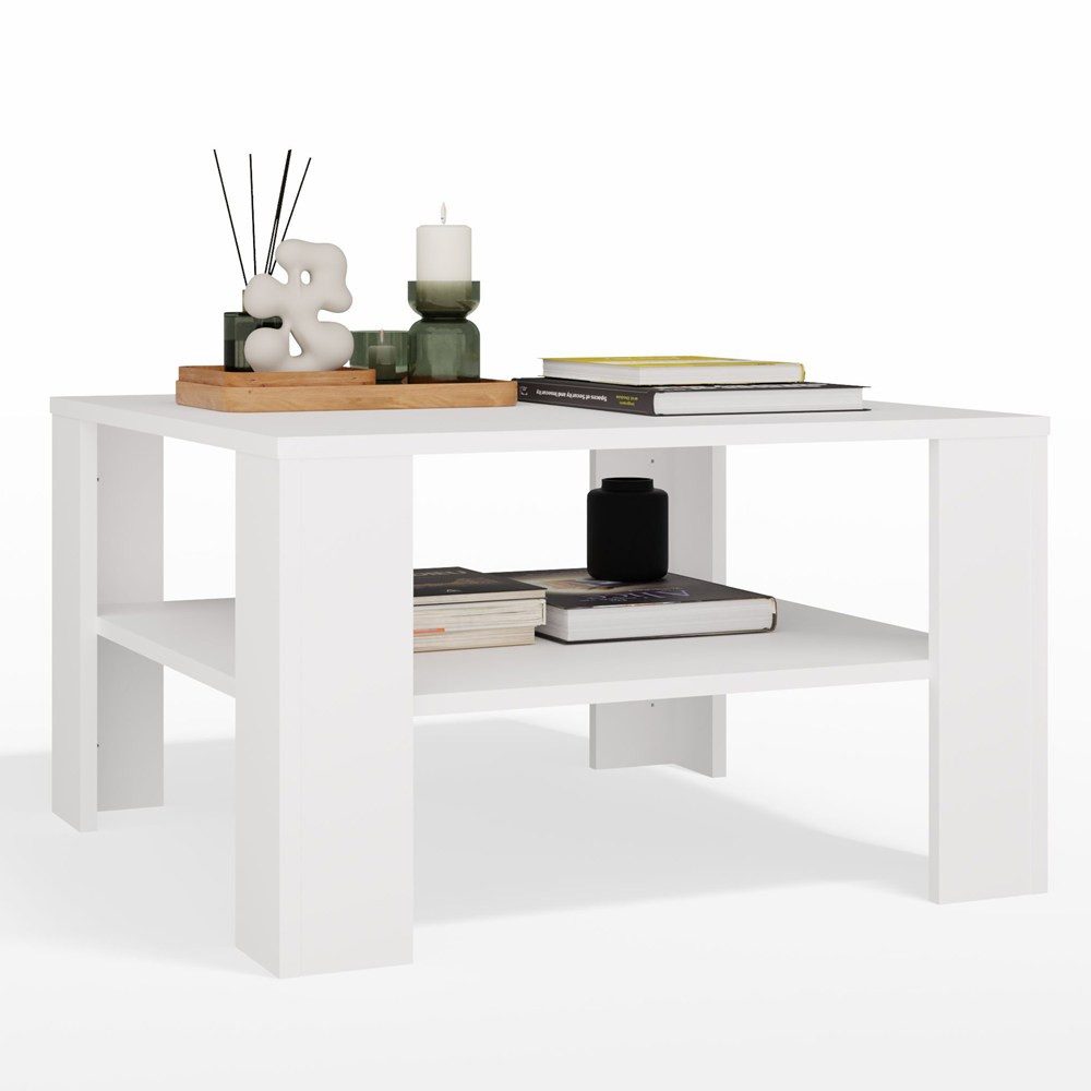 ibonto Couchtisch Couchtisch quadratisch 68 x 68 cm, Wohnzimmertisch mit Ablage (1-teilig), Mit Ablage unter der Tischplatte
