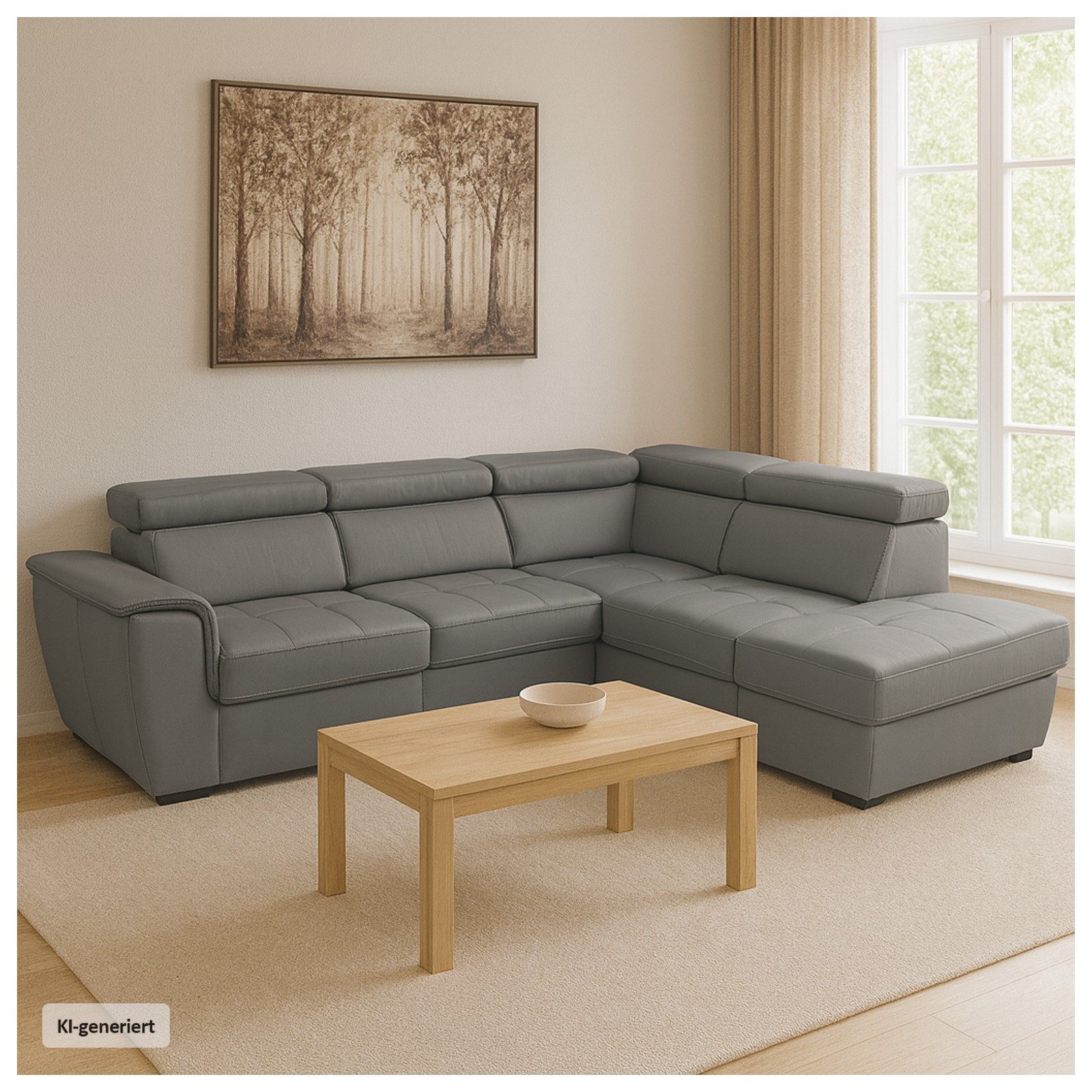 HTI-Living Polsterecke Couch Sandy mit Ottomane rechts Grau, Stück 1 Teile, Polsterecke mit Bettfunktion und Stauraum Sofa