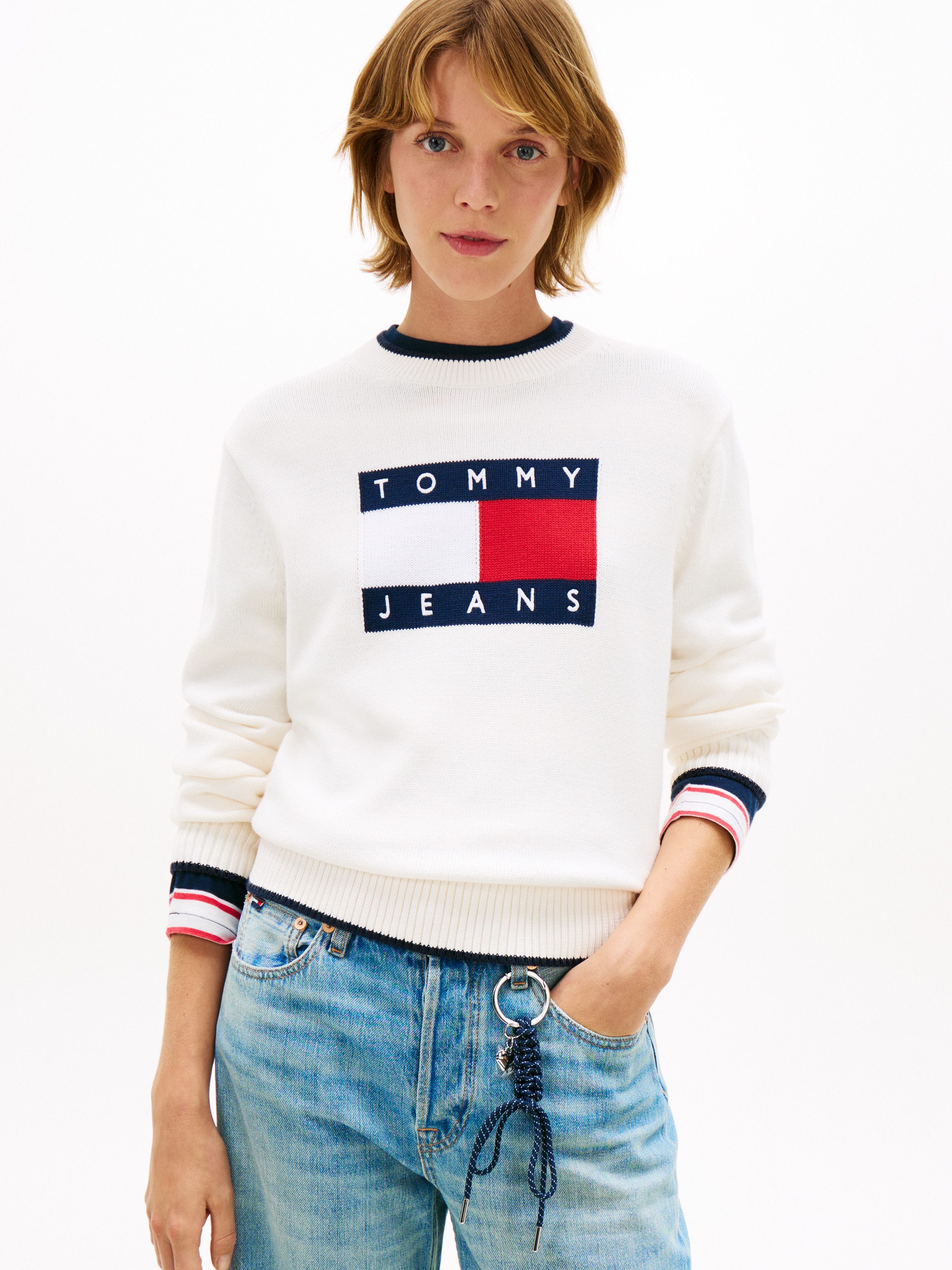 Tommy Jeans Strickpullover TJW TIPPING FLAG SWEATER EXT günstig online kaufen