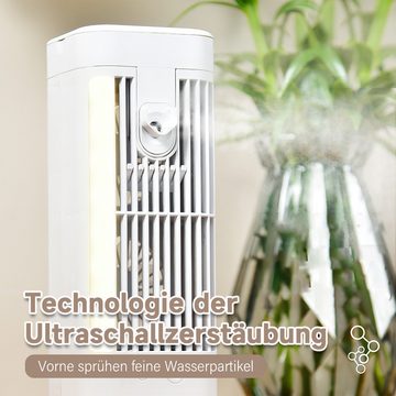 Jioson Ventilatorkombigerät Klimagerät 4-in-1 Mini Tragbarer Luftkühler Fan, Luftkühllüfter und Luftbefeuchter mit 3 Lüftergeschwindigkeiten
