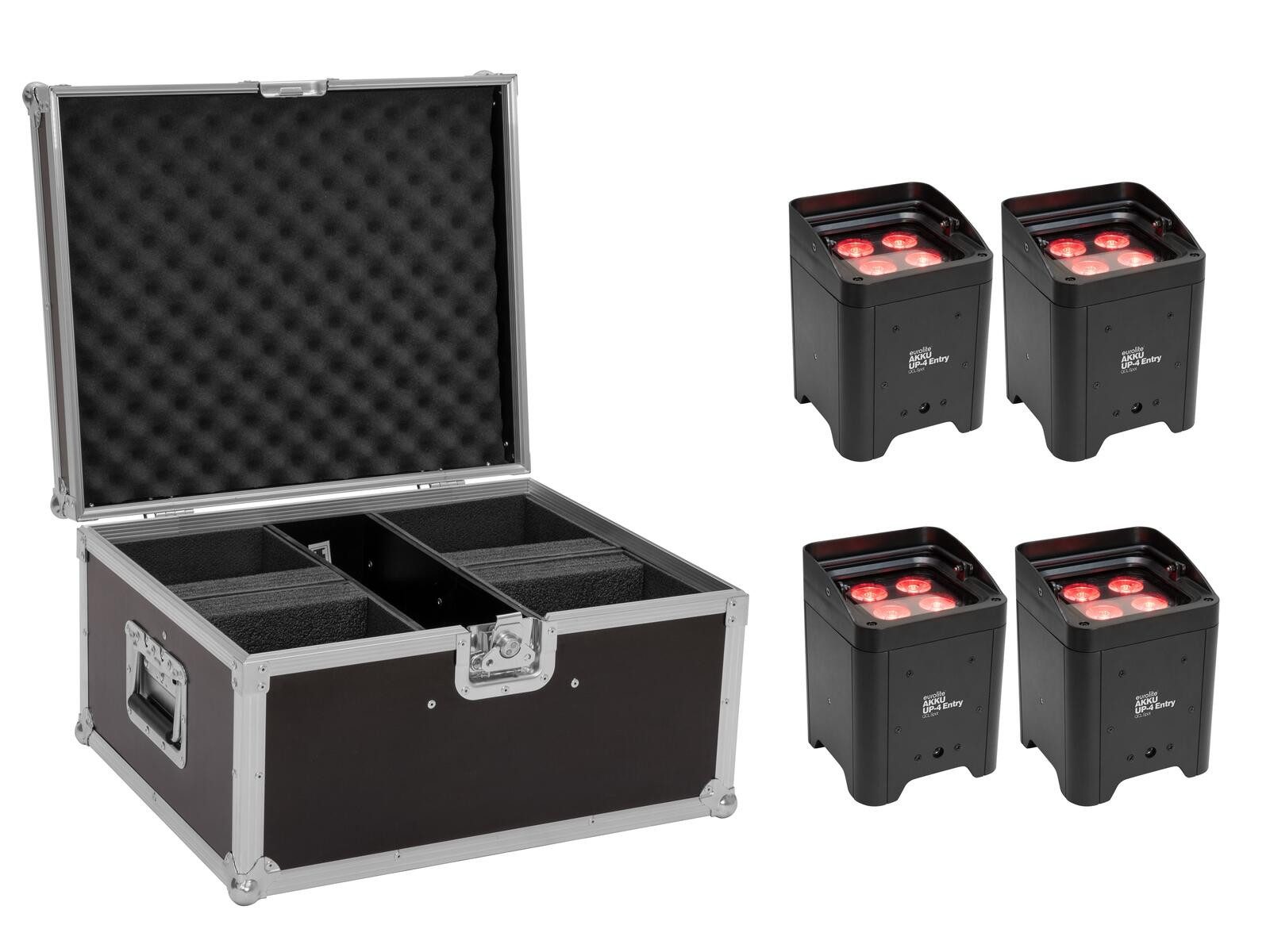 Discolicht EUROLITE Set 4x AKKU UP-4 Entry QCL Spot + Case