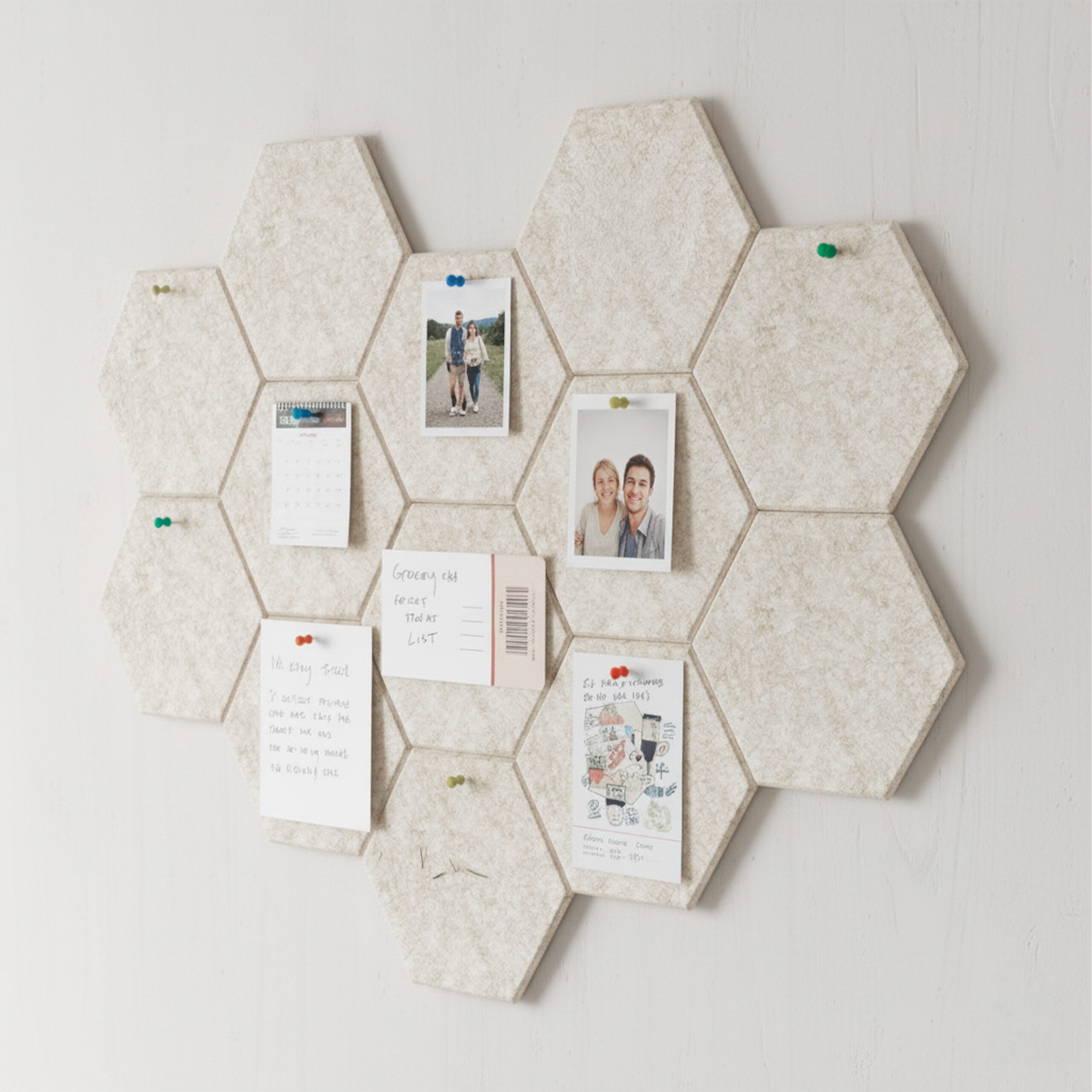 relaxdays Akustikplatte Hexagon Akustikplatten Set selbstklebend, (18-St), Beige