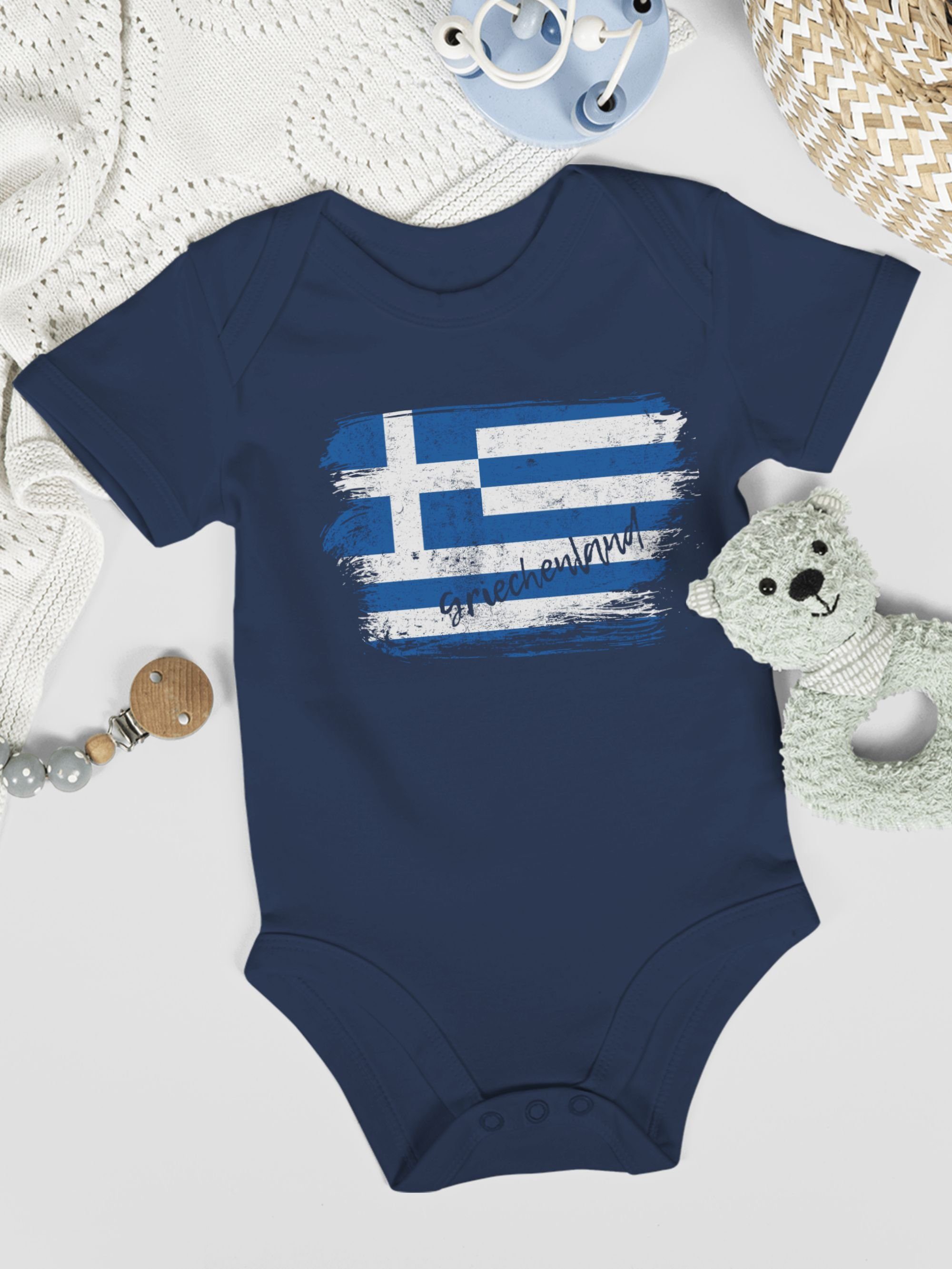 Griechenland Vintage Shirtracer 2 Wappen Navy Shirtbody Baby Blau Länder