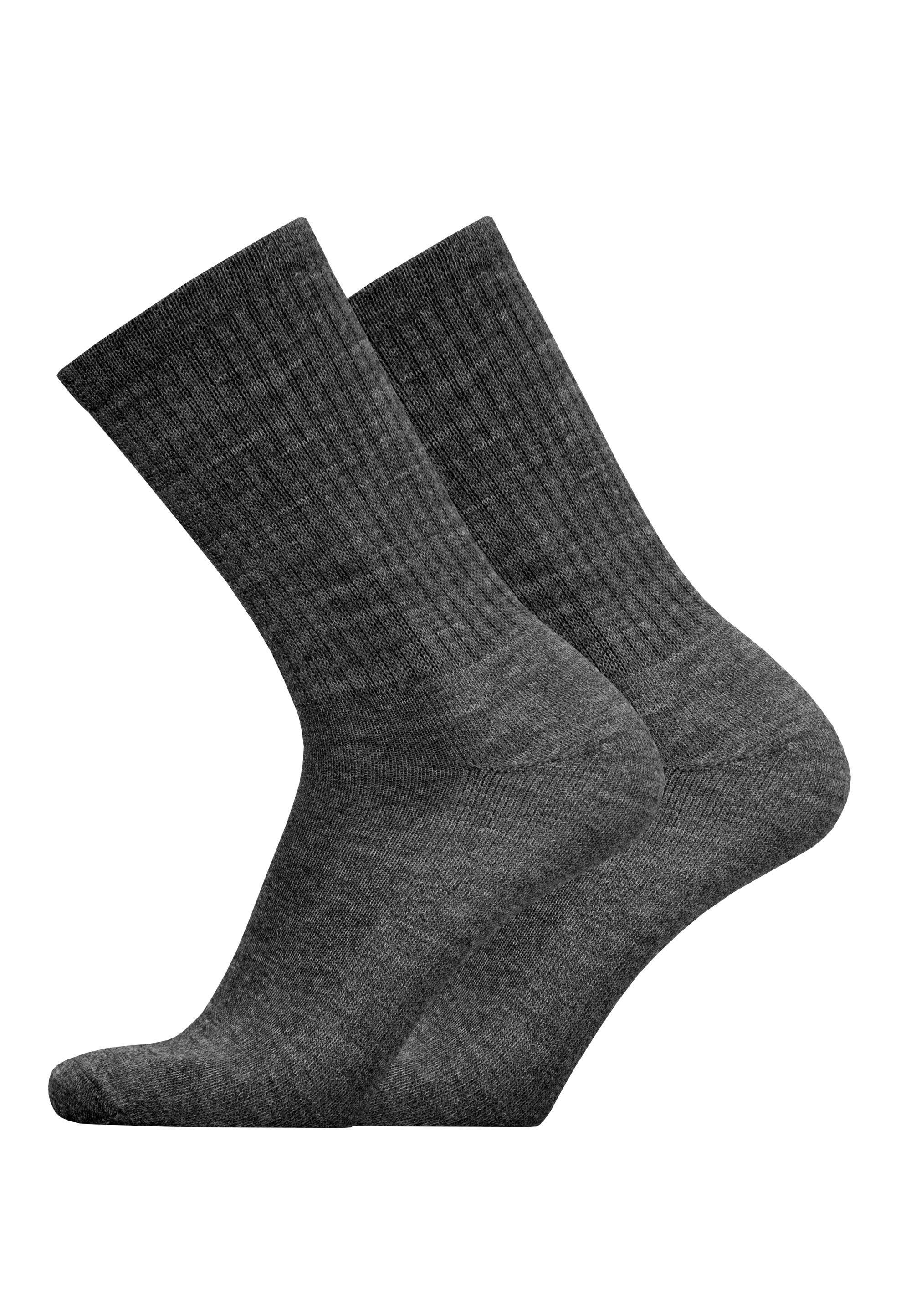 (2-Paar) Pack Qualität atmungsaktiver grau in MERINO SPORT Socken 2er UphillSport
