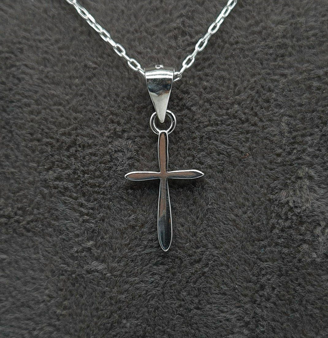 (inklusive Kreuz rhodiniert Schmuckbox), kleines mit NAHLE Silberkette Kreuz Kette Halskette Anhänger