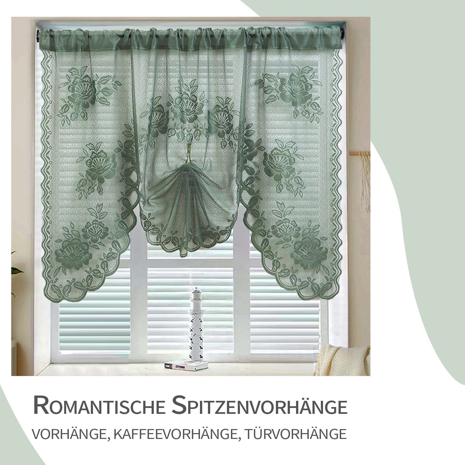 Refttenw Gardine Spitzenbedruckte Vorhänge, Trennvorhänge,Vorhang,halbtrans günstig online kaufen