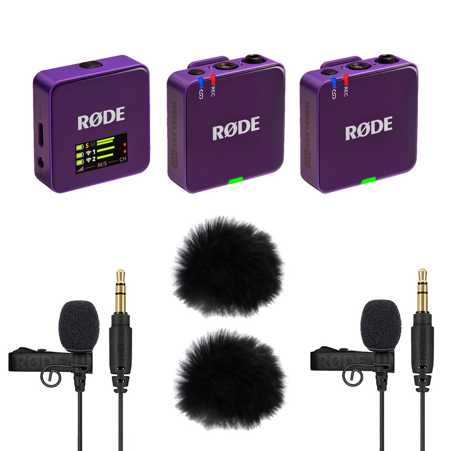 RØDE Rode Wireless GO Gen 3 Lila mit 2x Lavalier GO und 2x WS05 Digitales Aufnahmegerät (Vorteils-Set mit 2x Lavalier Go Mikrofon und Windschutz)