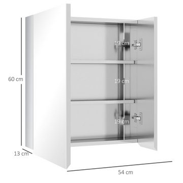 Kleankin Spiegelschrank (Set, 1-St., Badspiegelschrank) Hängeschrank mit Doppeltür, 3 Innenböden