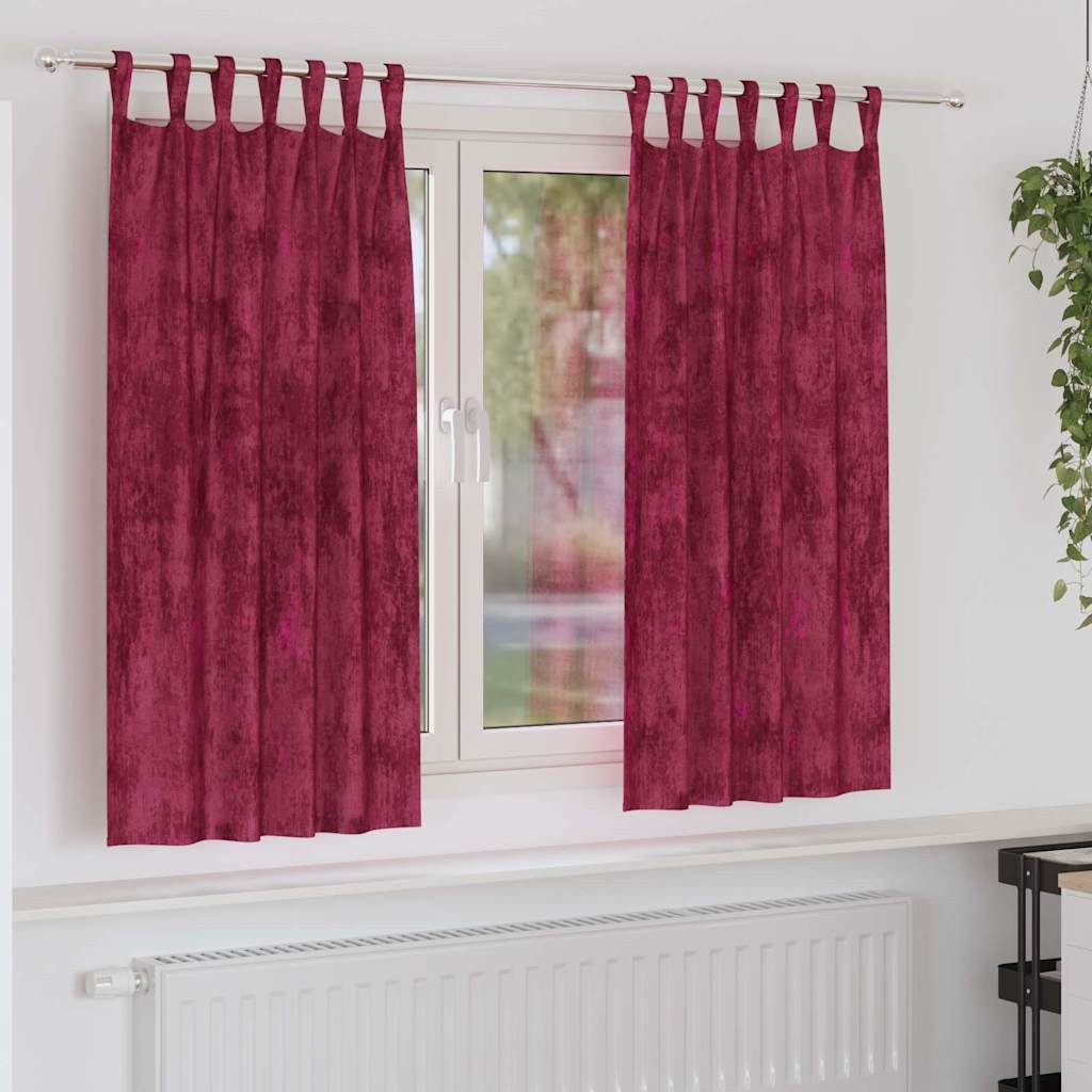 vidaXL Vorhang Samtvorhänge 2 stk. Weinrot 175 x 140 cm Samt (2 St), Samt – Bild 2 von 5