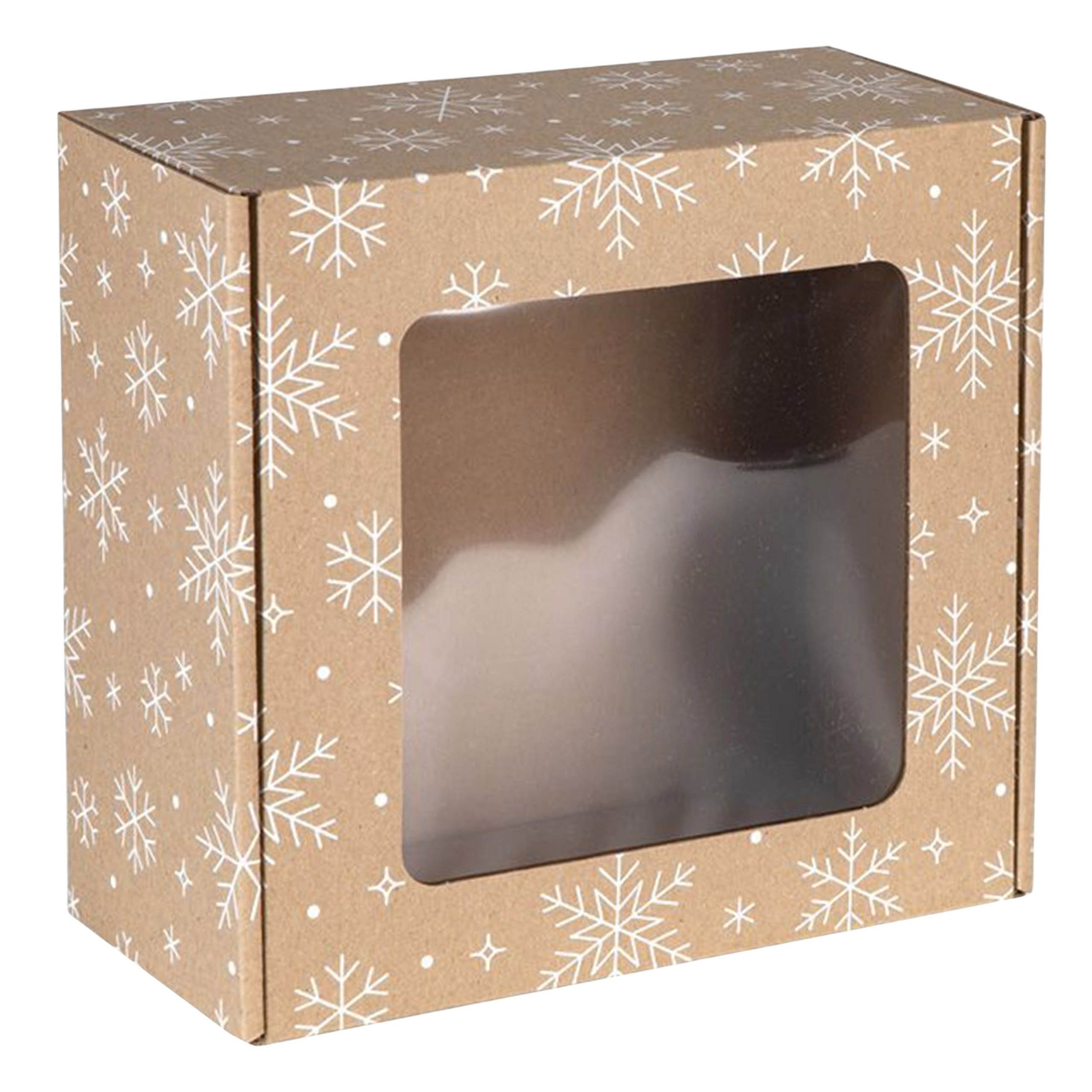 Sarcia.eu Geschenkbox Quadratische Geschenkbox mit Fenster, Schneeflocken, 20x20x10 cm (2 St)