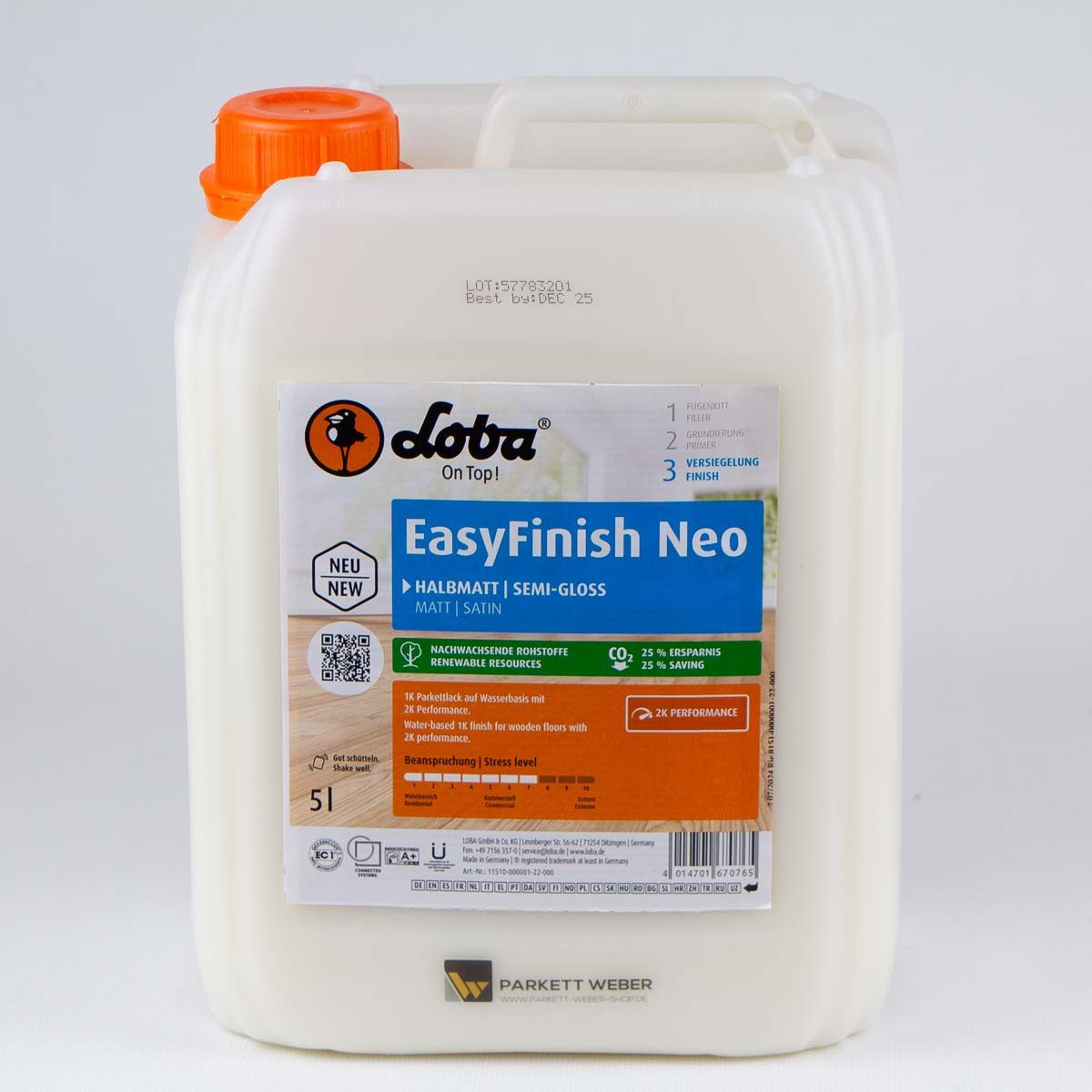 Loba Treppen- und Parkettlack Loba EasyFinish Neo Parkettlack halbmatt 5 Liter