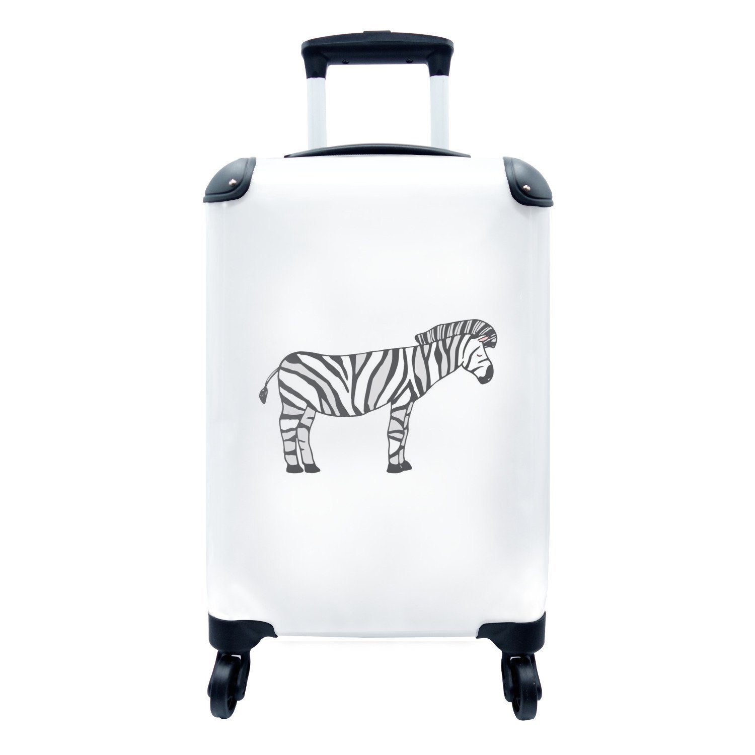 4 - für MuchoWow Kinder Zebra - Reisetasche Handgepäck mit Ferien, Weiß Mädchen, - Jungen rollen, Handgepäckkoffer - Rollen, Trolley, Reisekoffer
