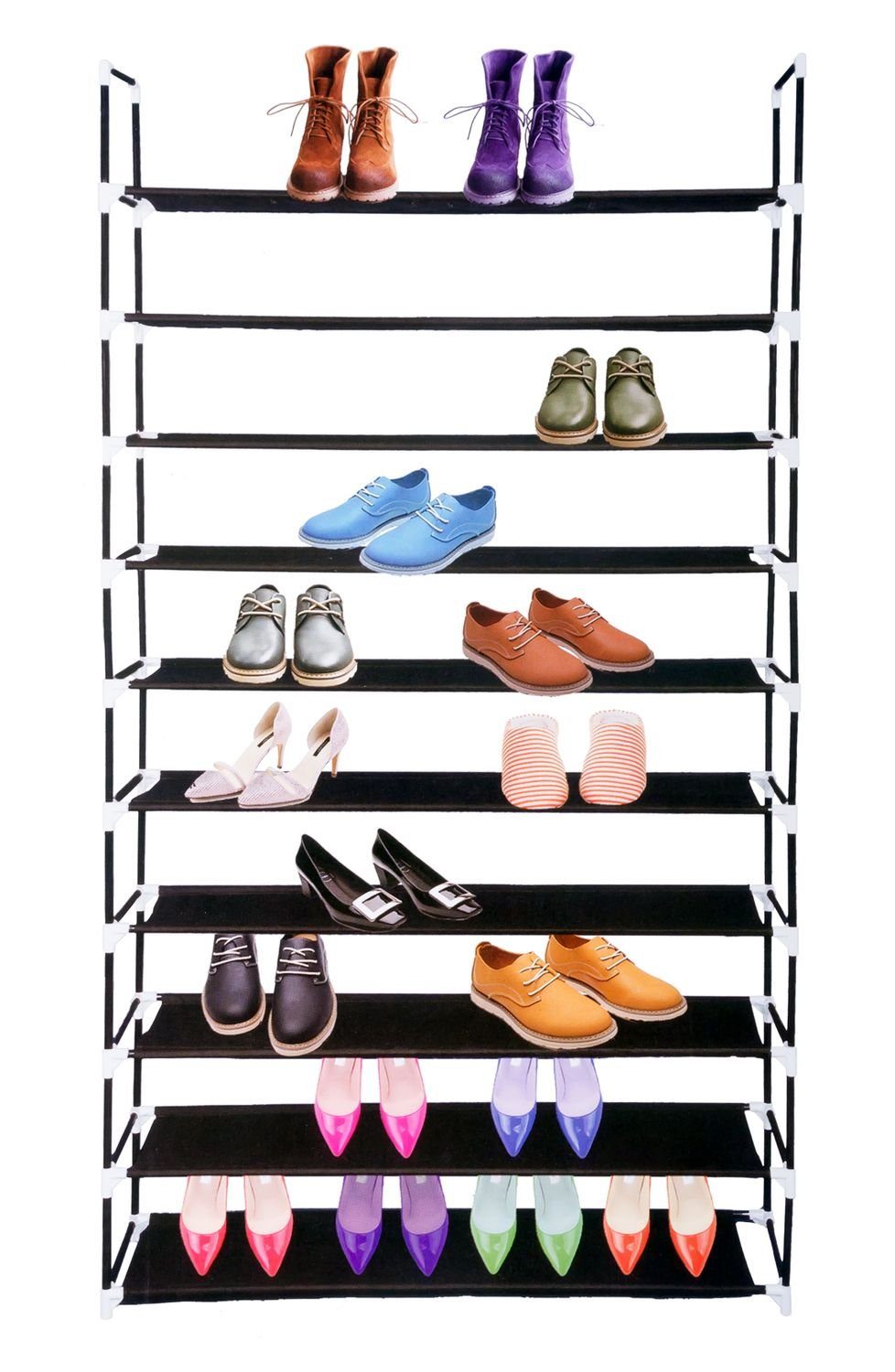 BURI Regal Schuhregal mit 10 Ablagefächer Schuhständer Schuhablage Schuhschrank R