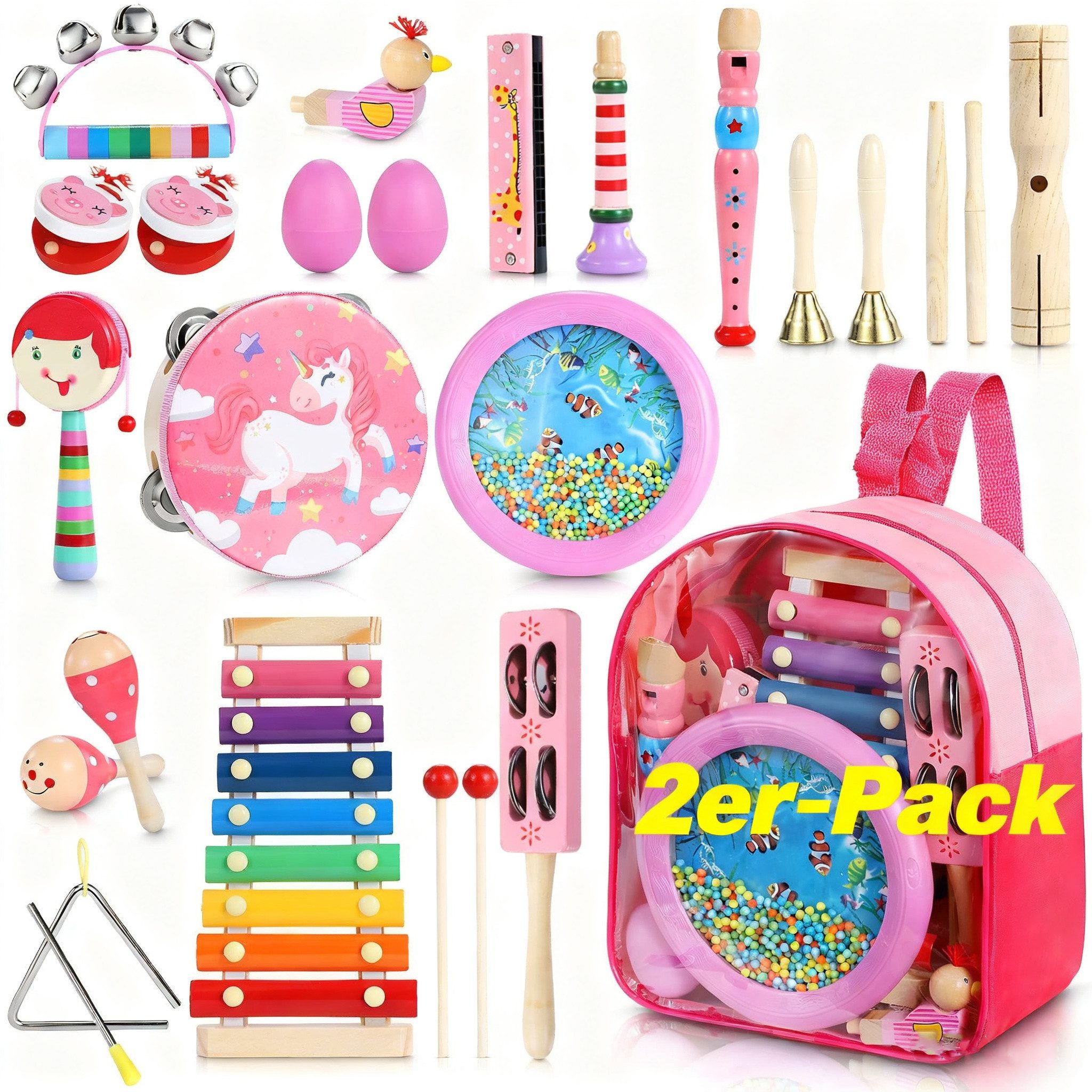 POPOLIC Spielzeug-Musikinstrument 25-teilige Rosa Musikinstrumente Set günstig online kaufen