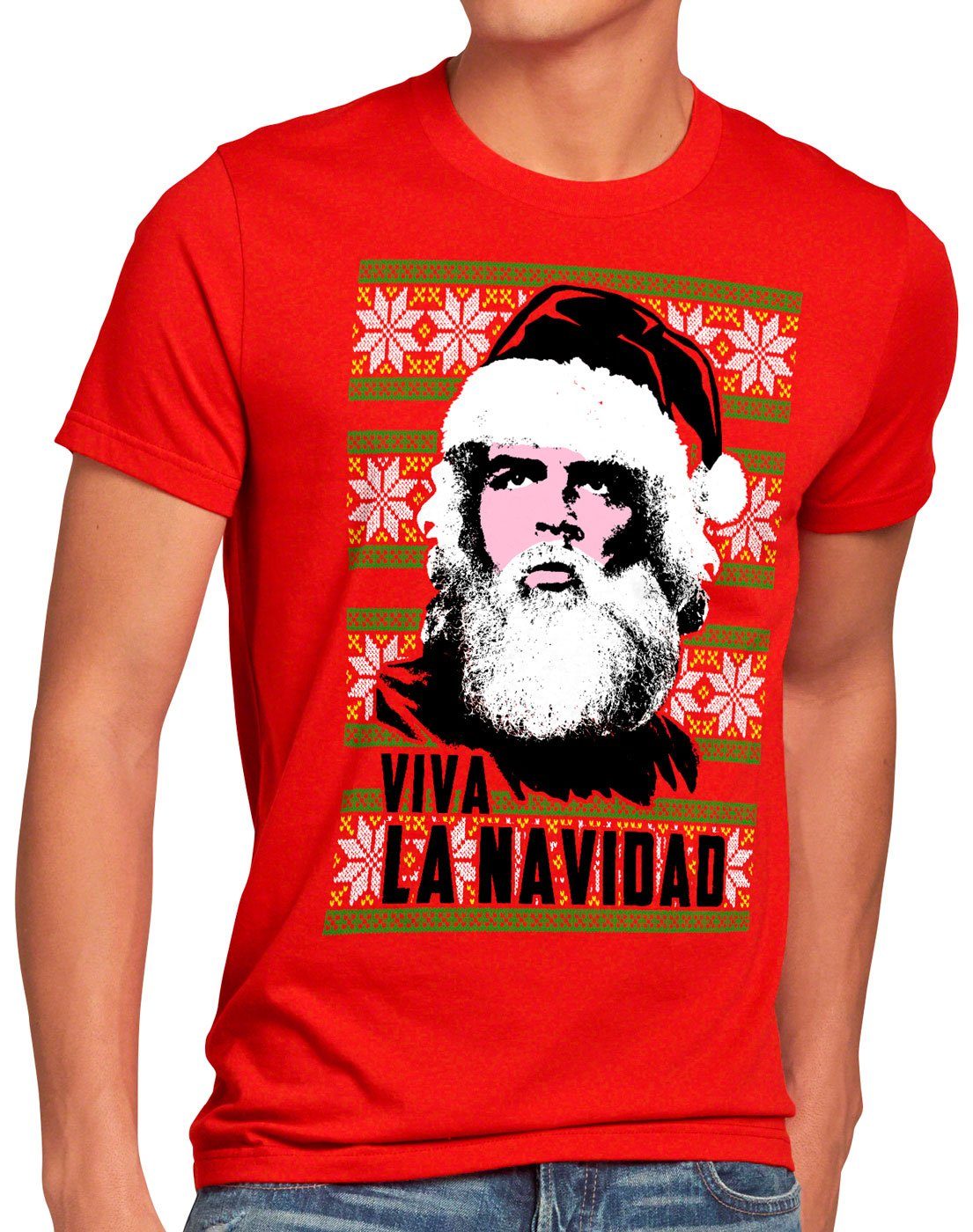 style3 Print-Shirt Herren T-Shirt Viva La Navidad che xmas weihnachten weihnachtspullover pulli ugly sweater strick