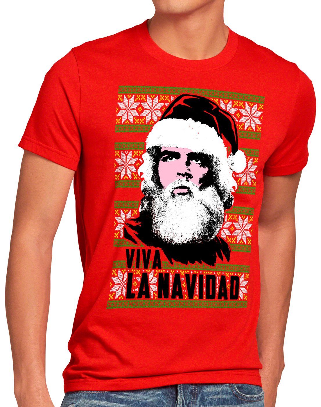 style3 Print-Shirt Herren T-Shirt Viva La Navidad che xmas weihnachten  weihnachtspullover pulli ugly sweater strick