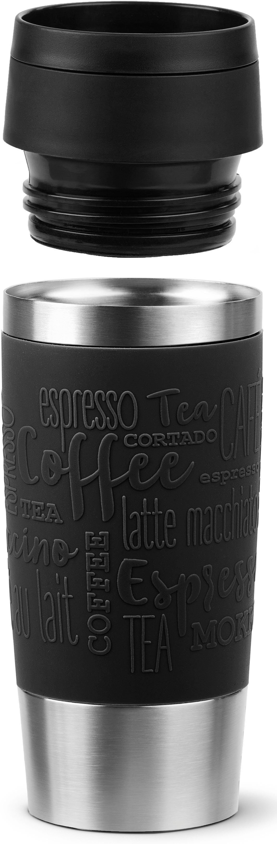 Emsa Thermobecher Travel Mug Classic, mit 360°-Trinköffnung, auslaufsicher, rutschfest, Edelstahl, Kunststoff, Silikon, 4h heiß, 8h kalt - 360 ml / 6h heiß, 12h kalt - 500 ml, 100% dicht