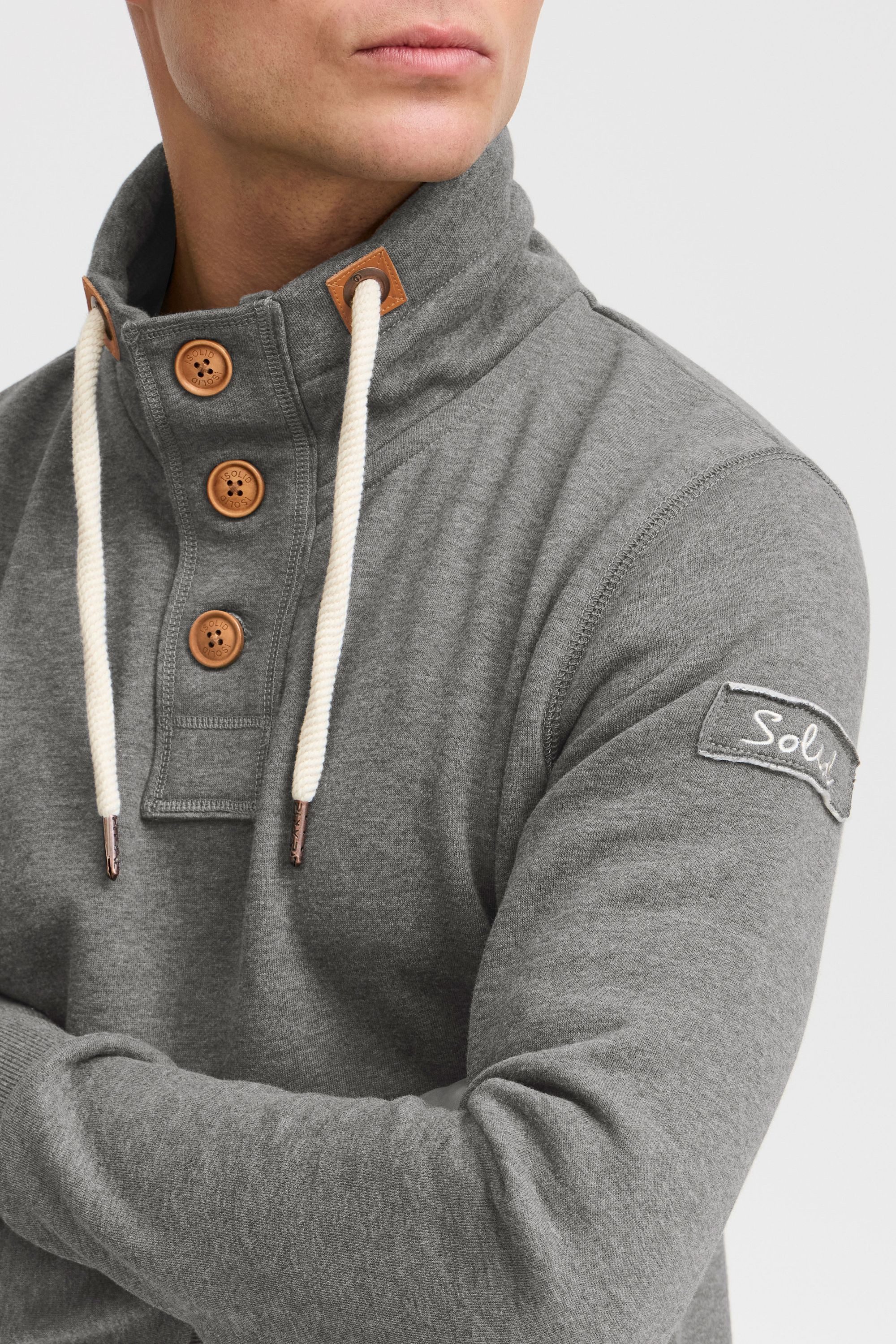!Solid Stehkragenpullover SDTripTroyer Sweatpullover mit Knopfleiste