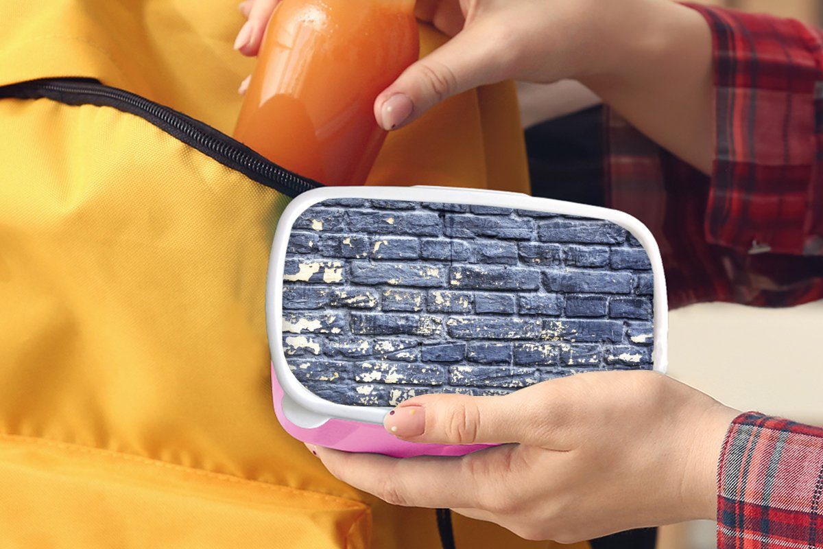 - Farbe Mädchen, Lunchbox Brotdose Wand, für (2-tlg), Snackbox, rosa - Brotbox MuchoWow Steine Kunststoff, Kinder, Erwachsene, Kunststoff