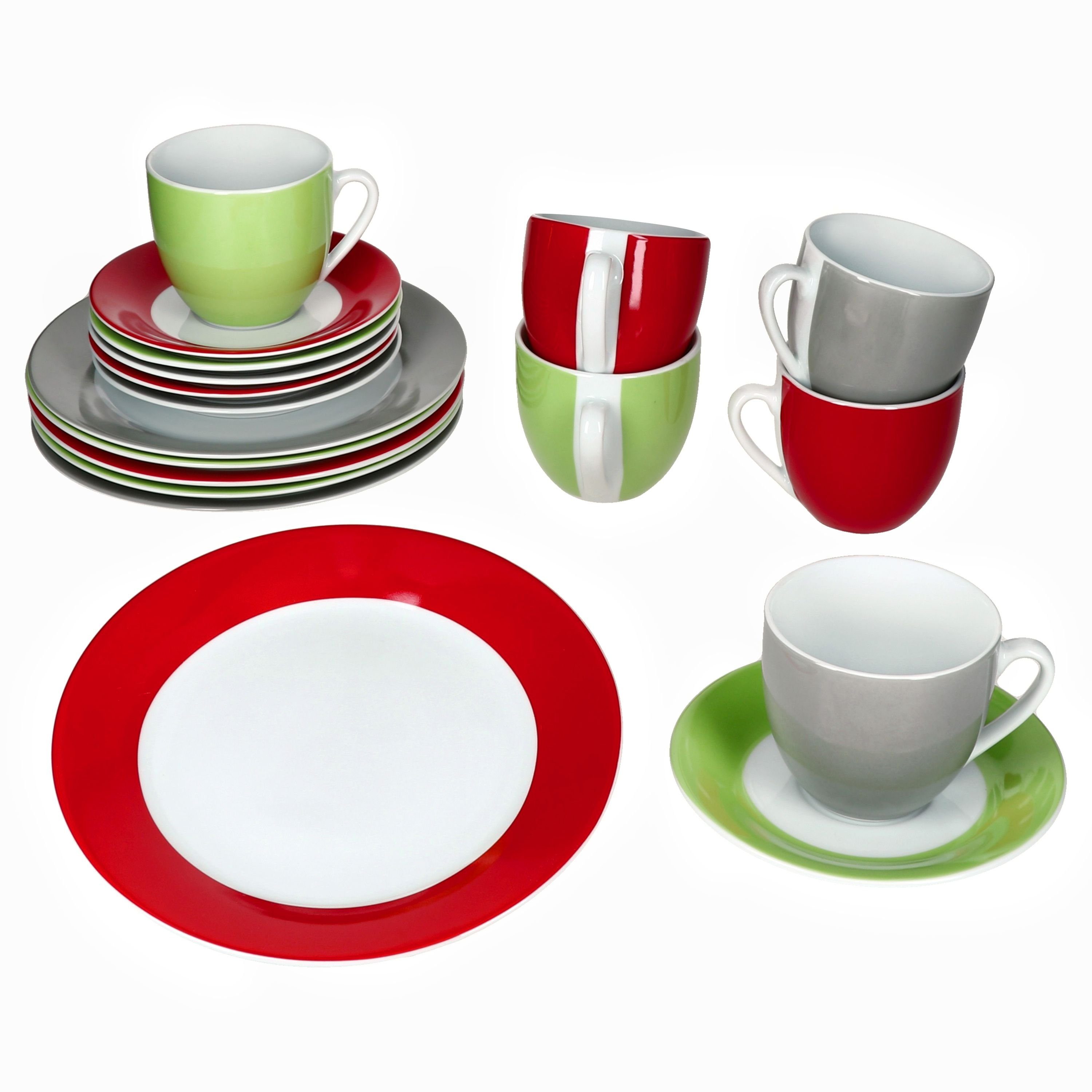 MamboCat Kaffeeservice 18tlg Kaffeeservice Variant Trio Porzellan Tassen Untertassen Teller, Porzellan