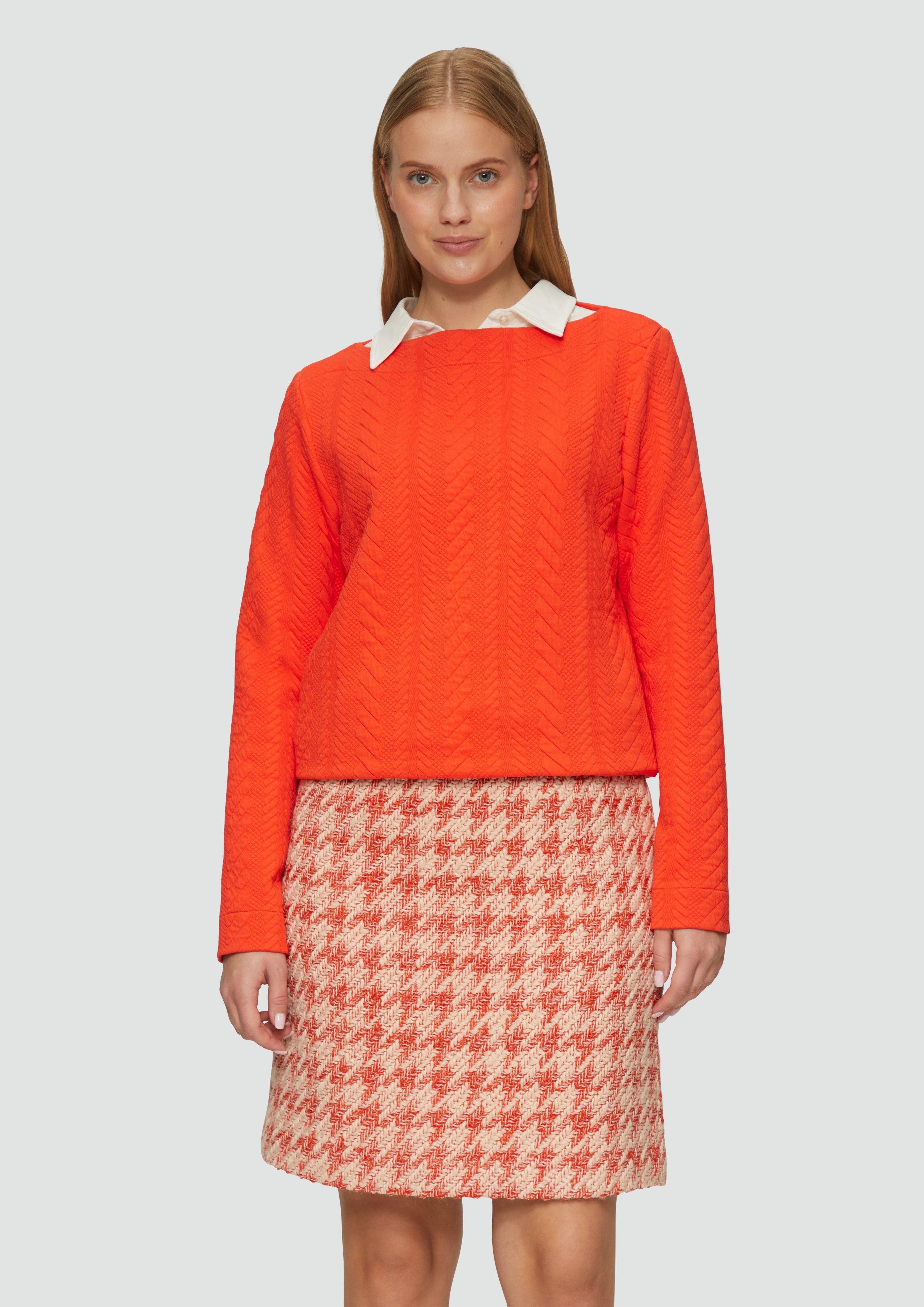 Sweatshirt Strukturiertes Jacquard-Sweatshirt mit U-Boot-Ausschnitt
