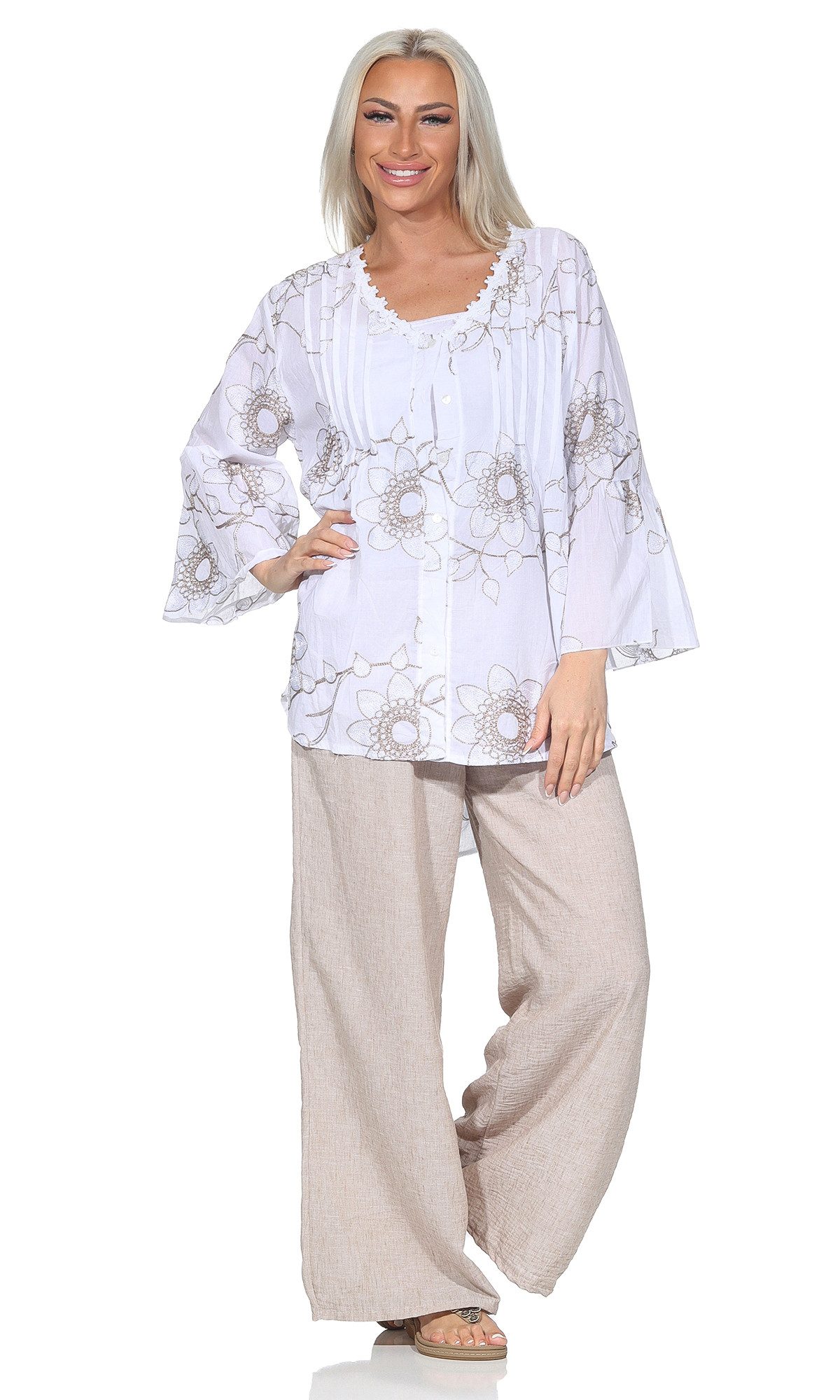 OriginalYou Longbluse Damen Bluse leichte Schlupfbluse Sommer Spitzenbluse luftig & leicht