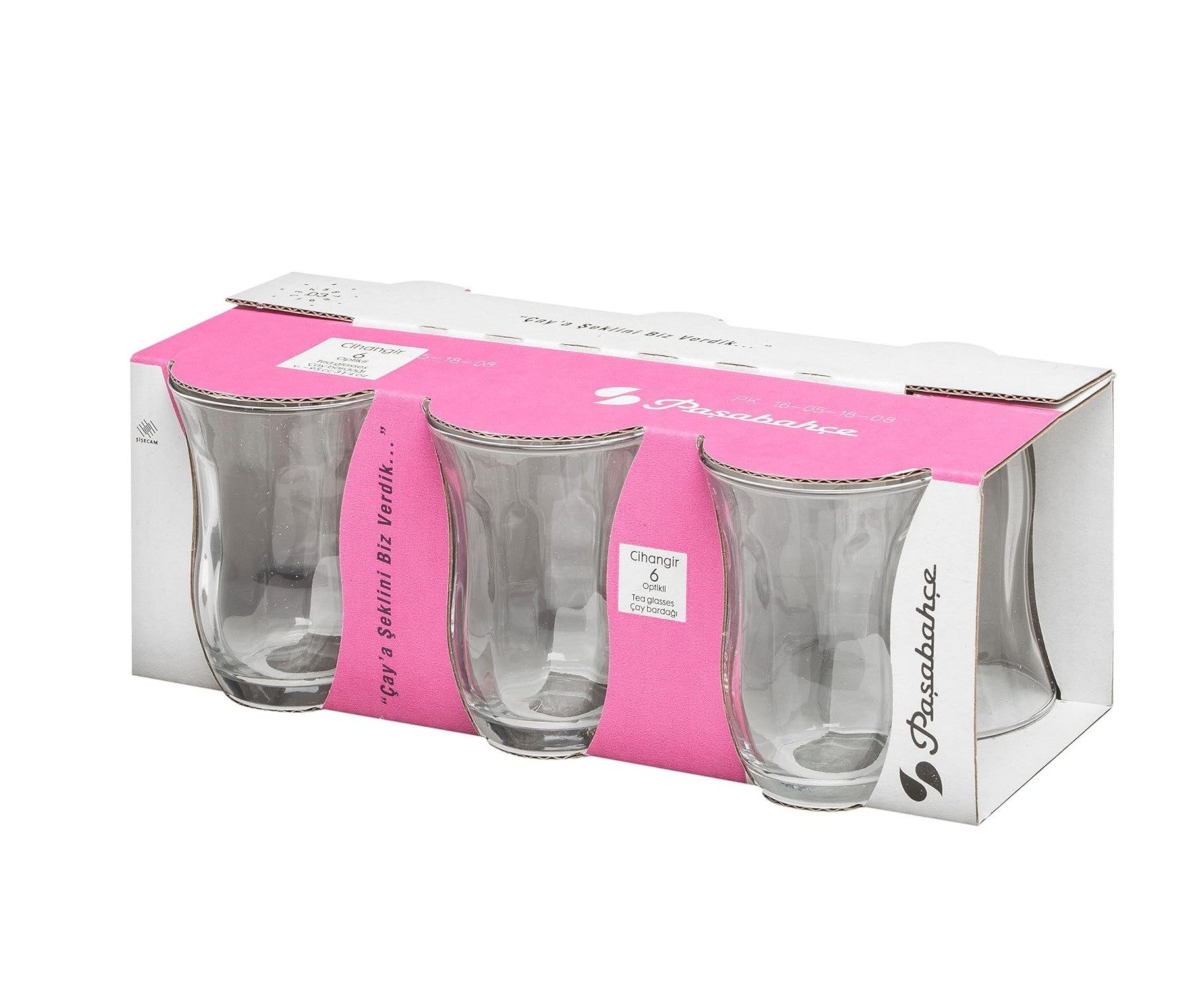 Pasabahce Teeglas Cihangir 95 ml - 6-teiliges Set, Streifen-Design, 6-tlg.