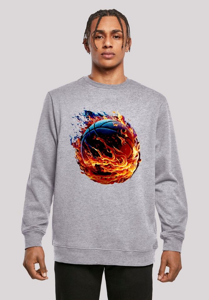 F4NT4STIC Kapuzenpullover Basketball On Fire Sport CREW Print