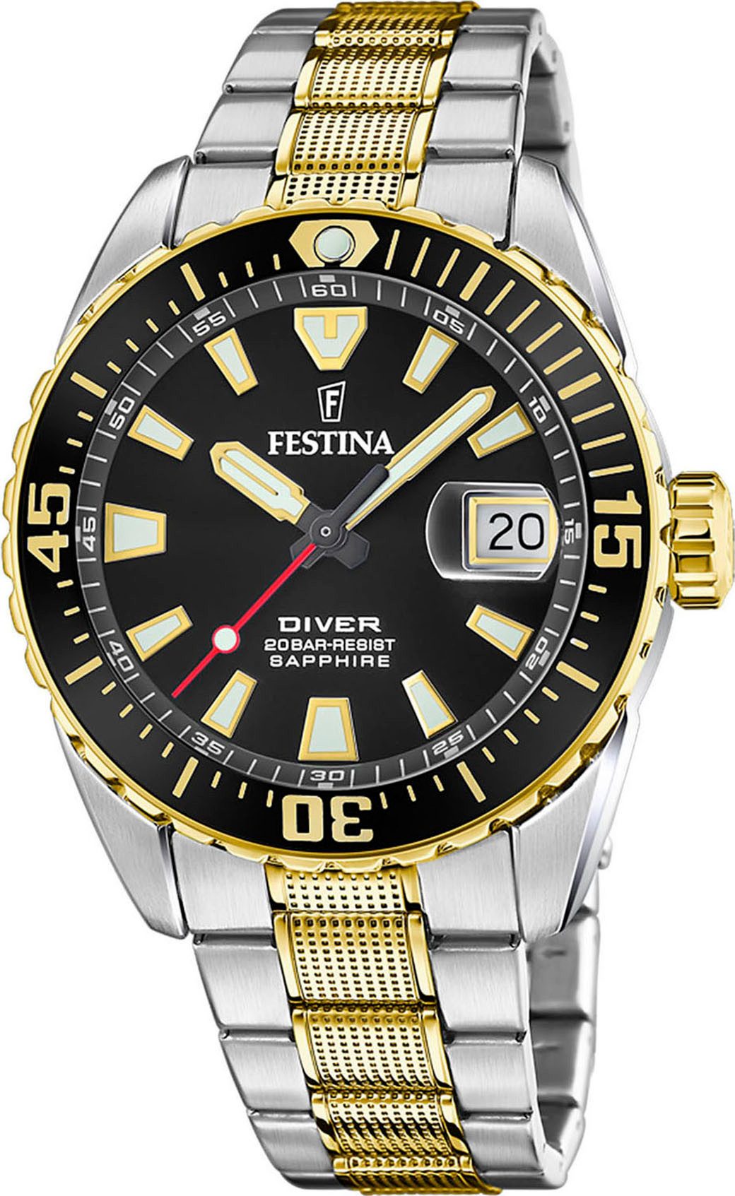 Festina Quarzuhr The Originals/Diver F20706/3, Armbanduhr, Herrenuhr, Edelstahlarmband, analog, Tag