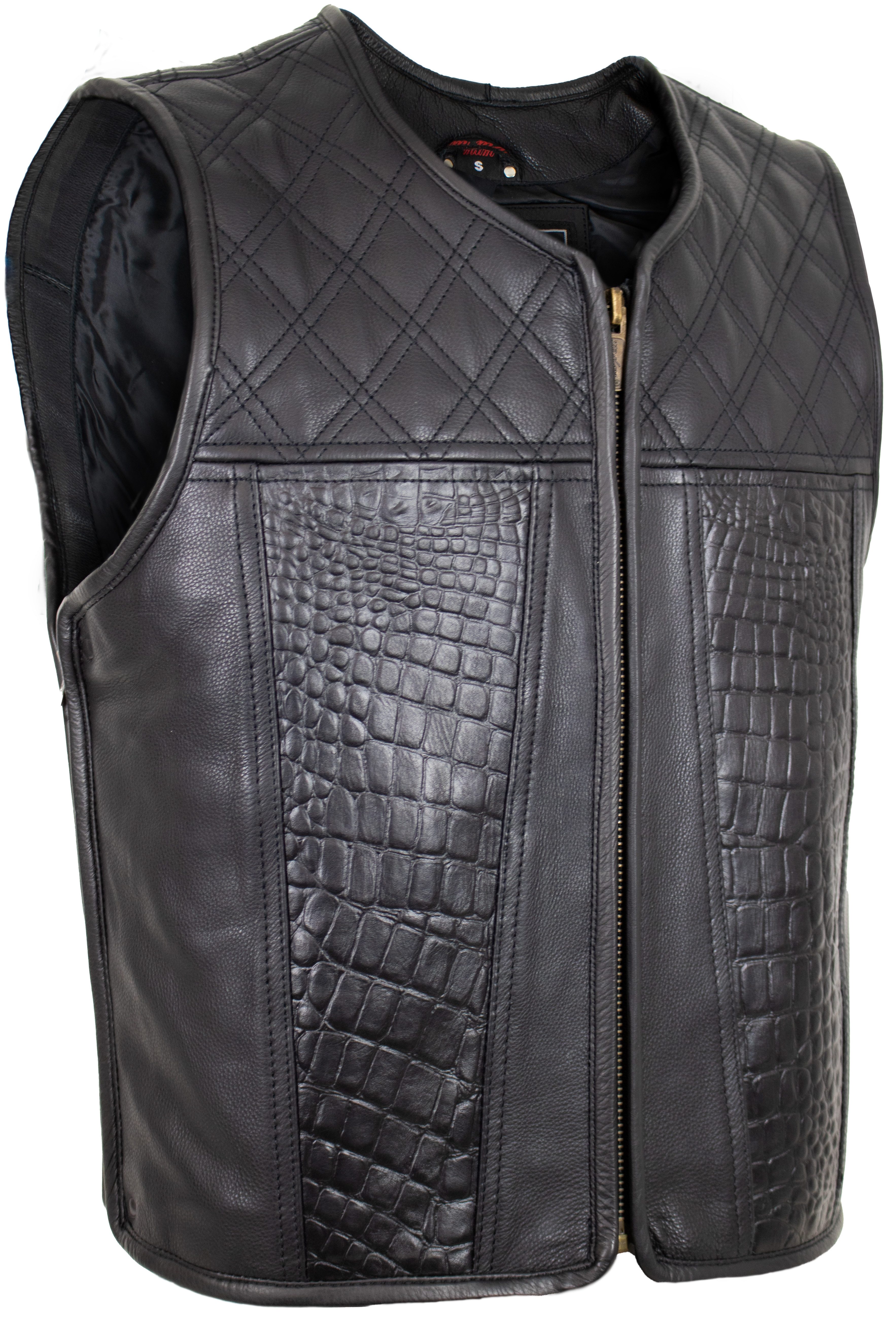 MDM Lederweste Herren Lederweste Hunter Club Kutte mit Croco Prägung MDM922 günstig online kaufen