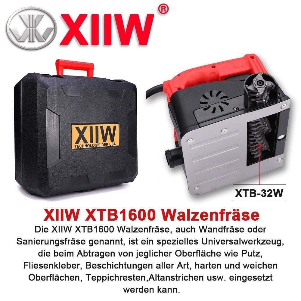 1600W ) XTB-32W(Flach) Teppichresten Betonfräse für U/min, XIIW Winkelschleifer Mauerfräse, XTB-32H(Scharfe Putz Tapeten Elektrischer Betonschleifer Walzenfräse 4000 Wandhobel Altanstriche max. Sanierungsfräse +