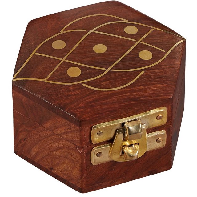 Marrakesch Orient & Mediterran Interior Holzkiste „Orientalische Aufbewahrungsbox mit Deckel Delya 7cm Holzkiste“, Handarbeit